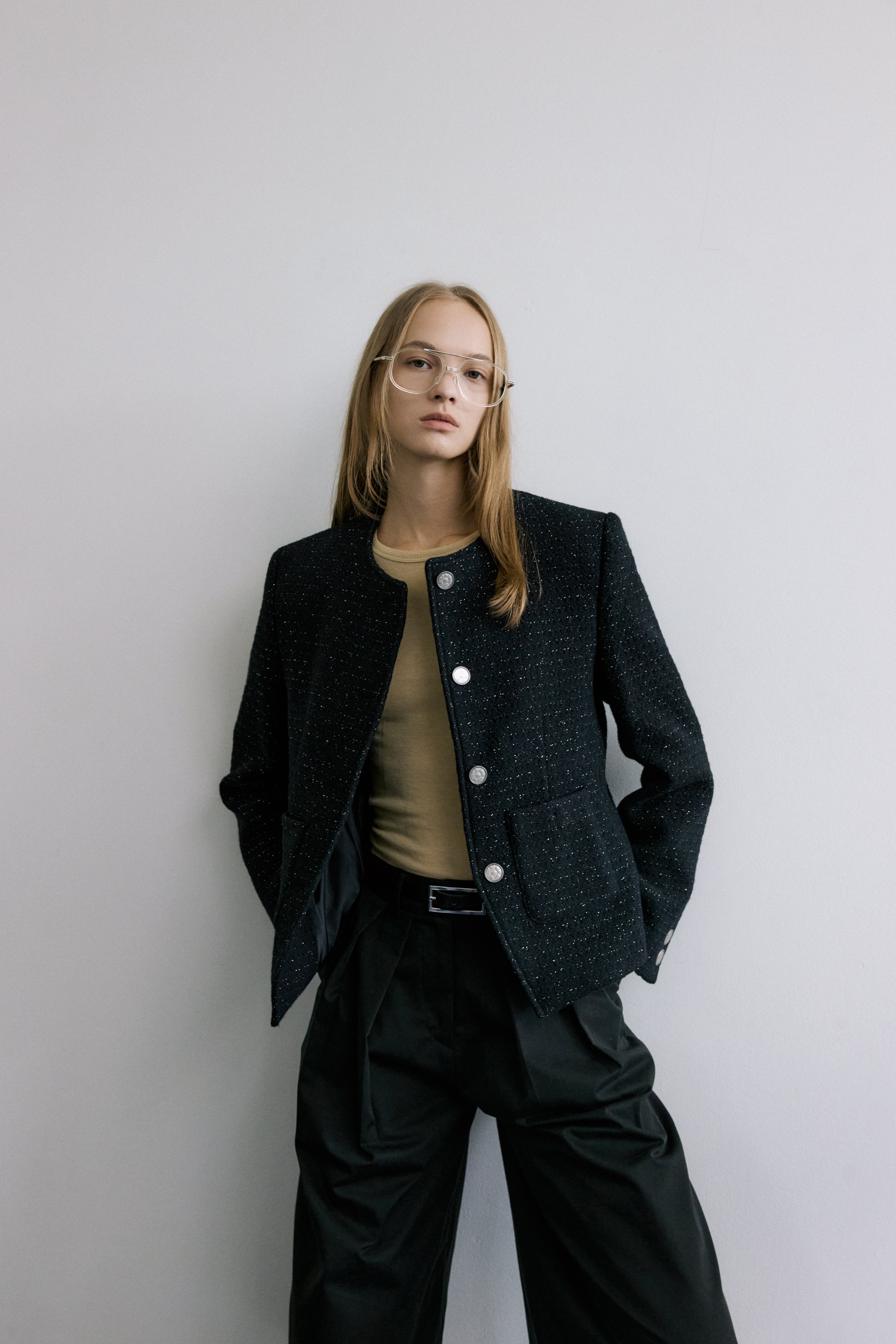 SHINING CLASSIC TWEED JACKET_BLACK
