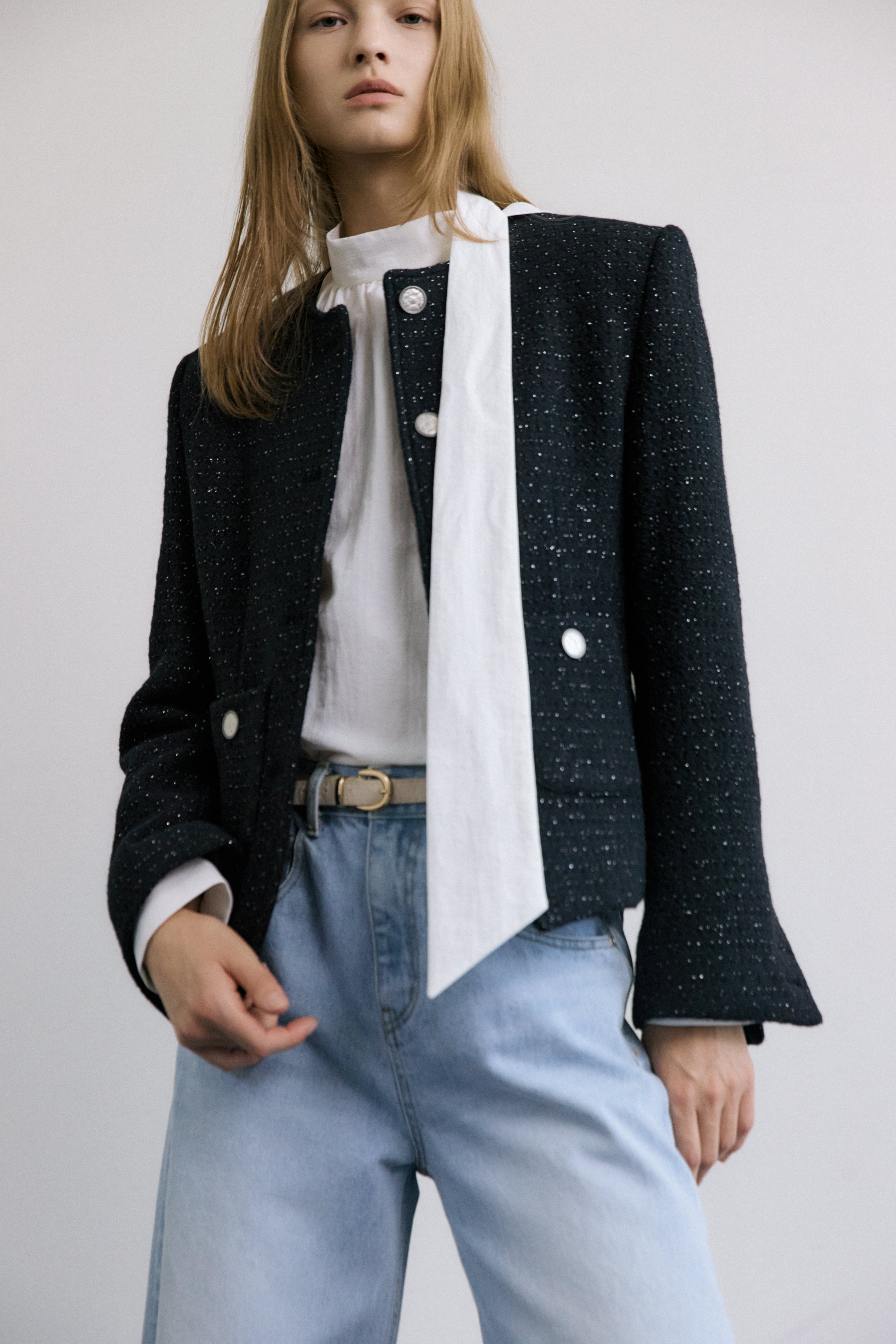 SHINING CLASSIC TWEED JACKET_BLACK
