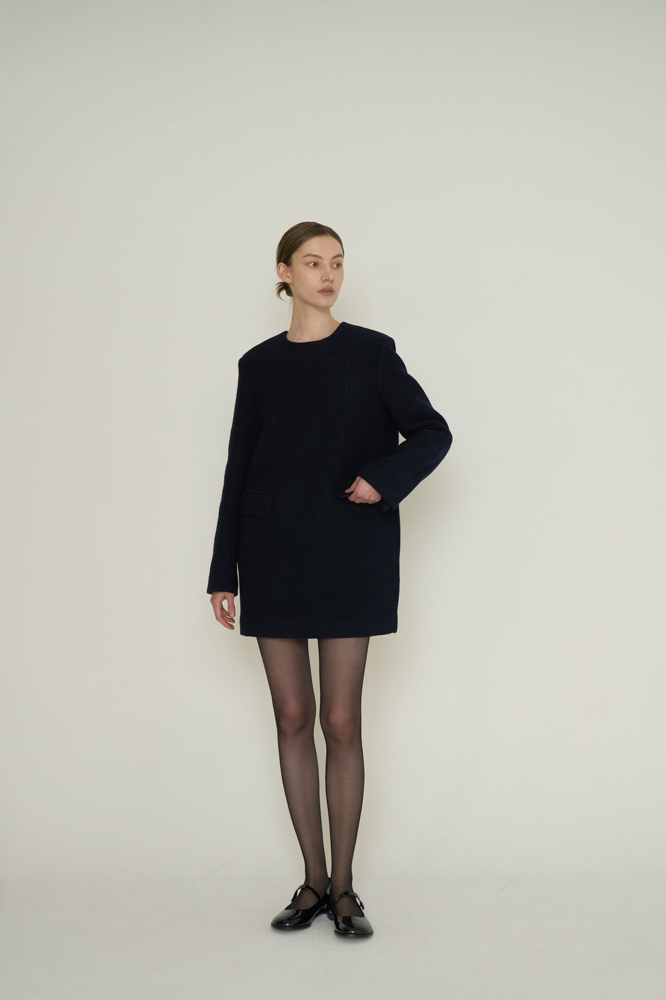 ROBE BOX EN TWEED_BLEU MARINE