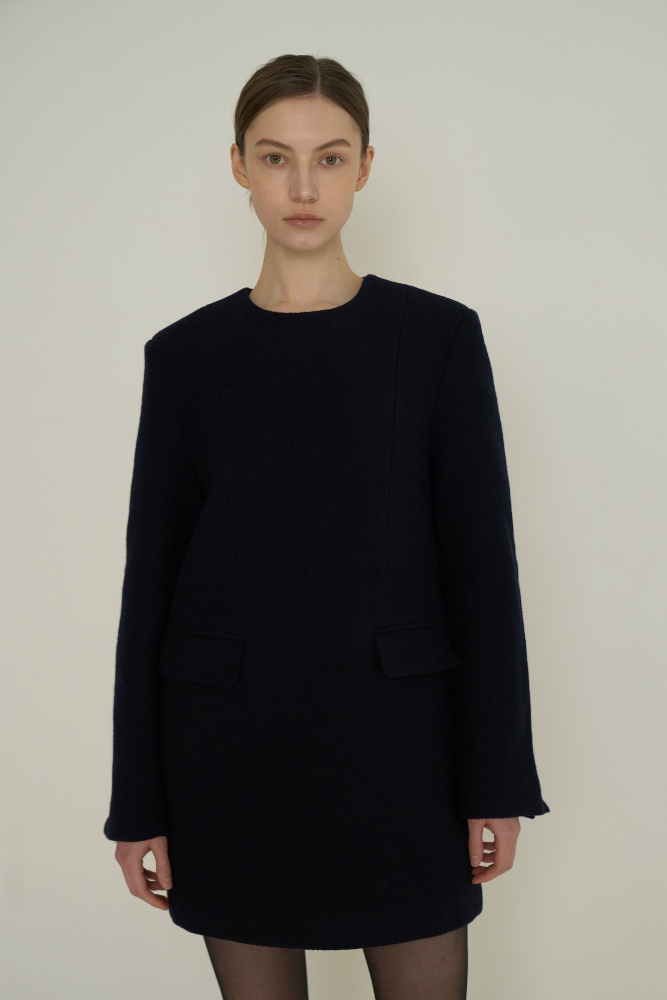 ROBE BOX EN TWEED_BLEU MARINE
