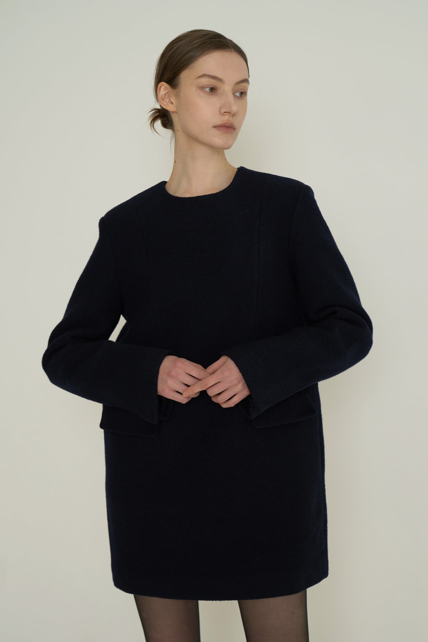 ROBE BOX EN TWEED_BLEU MARINE