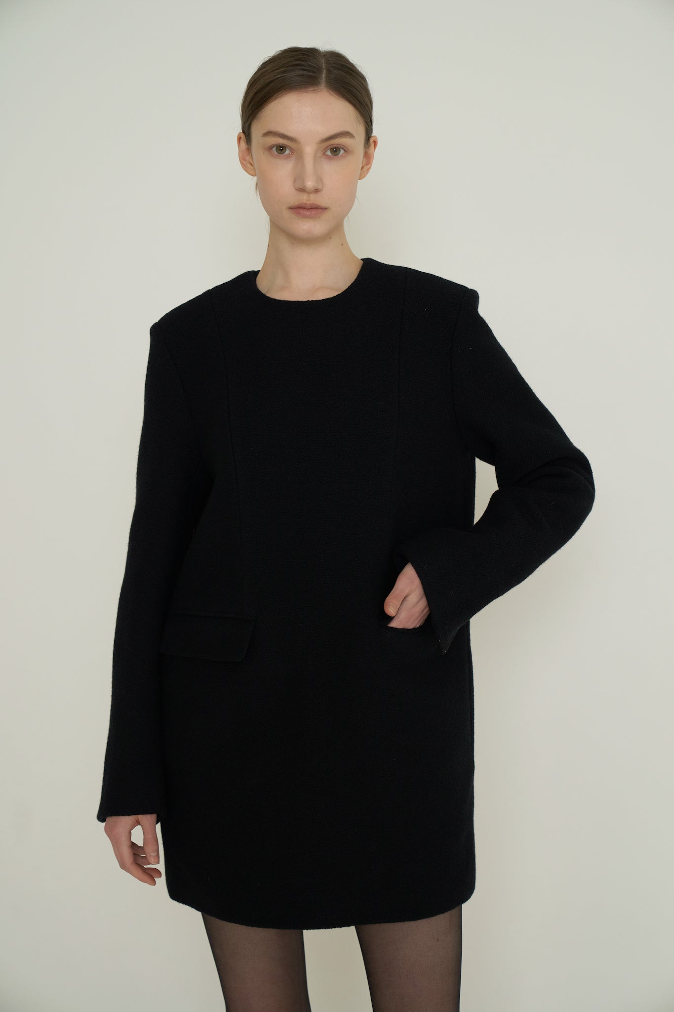 ROBE BOX EN TWEED_NOIR