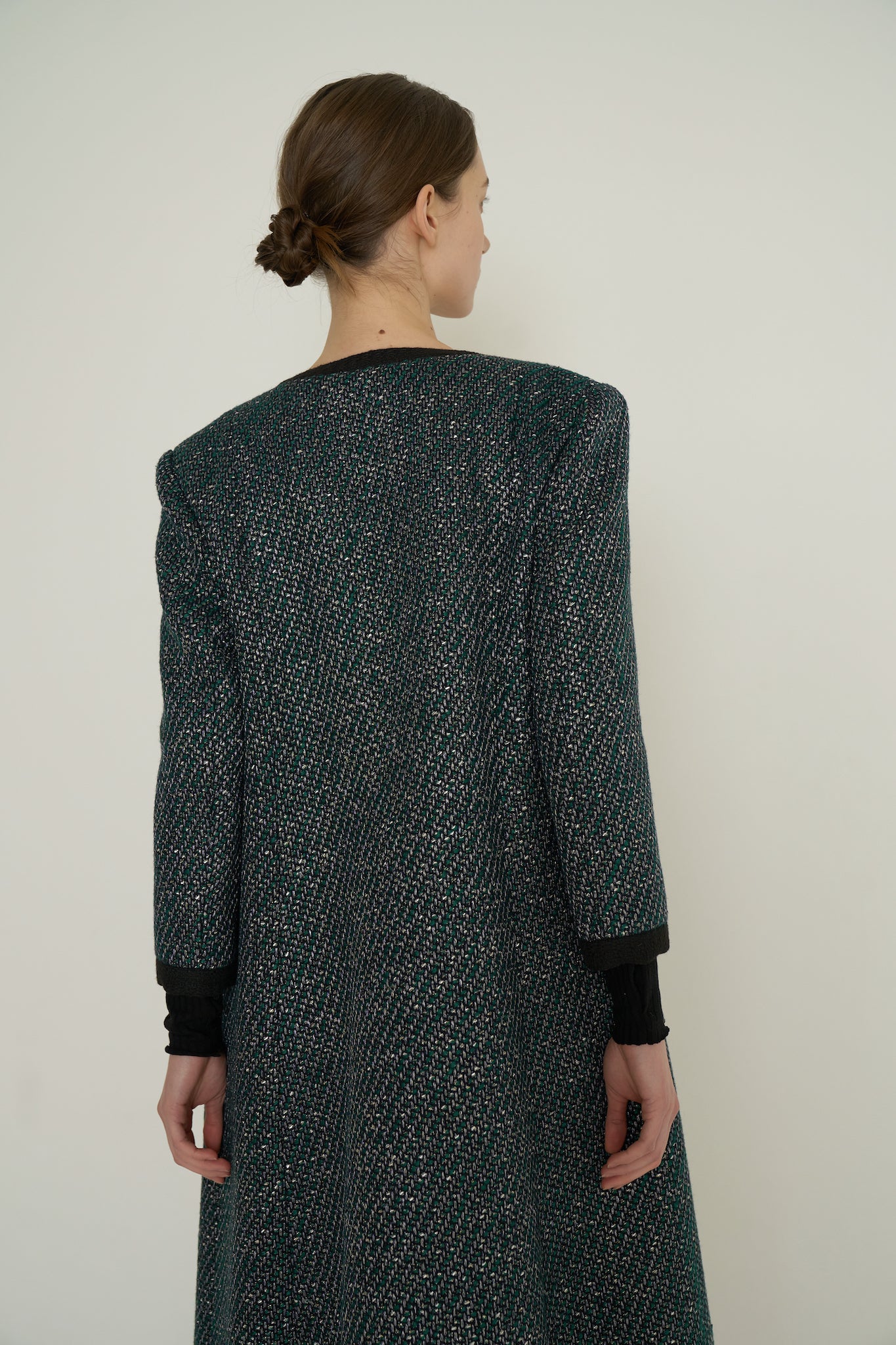 MANTEAU COL V EN TWEED_VERT