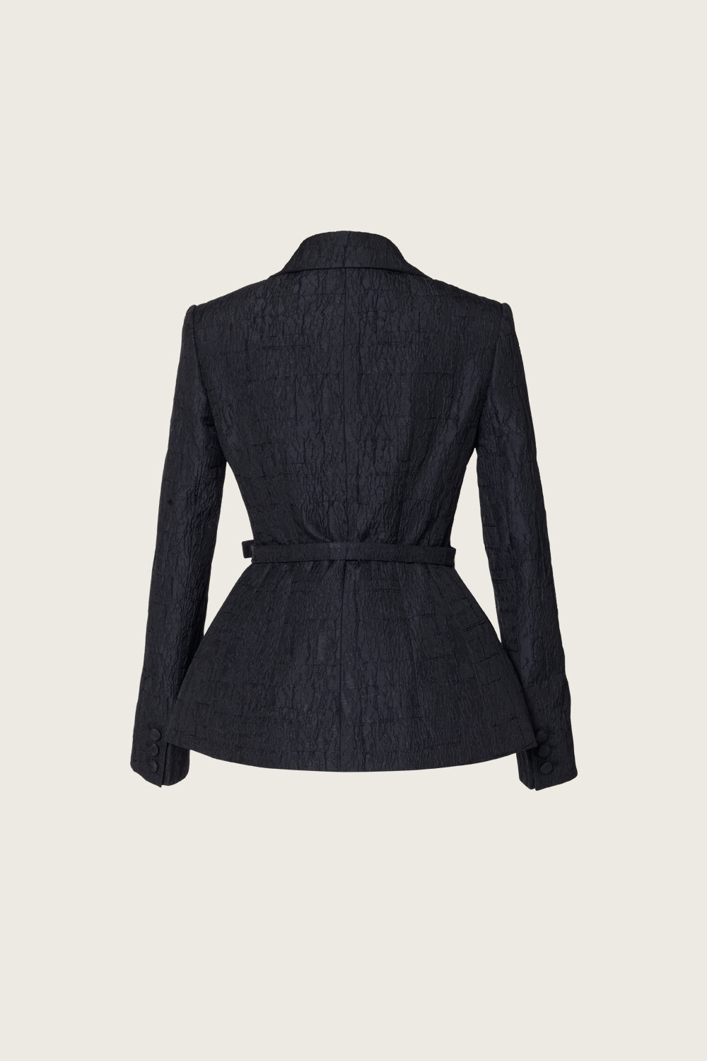 BELTED JACQUARD JACKET_BLACK
