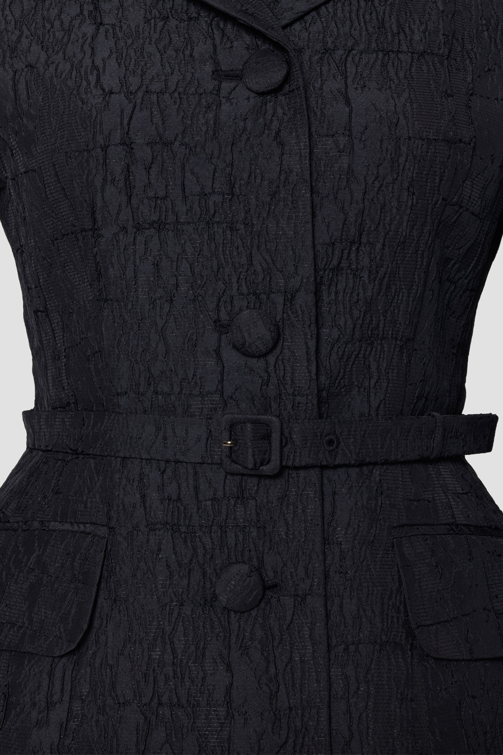 BELTED JACQUARD JACKET_BLACK