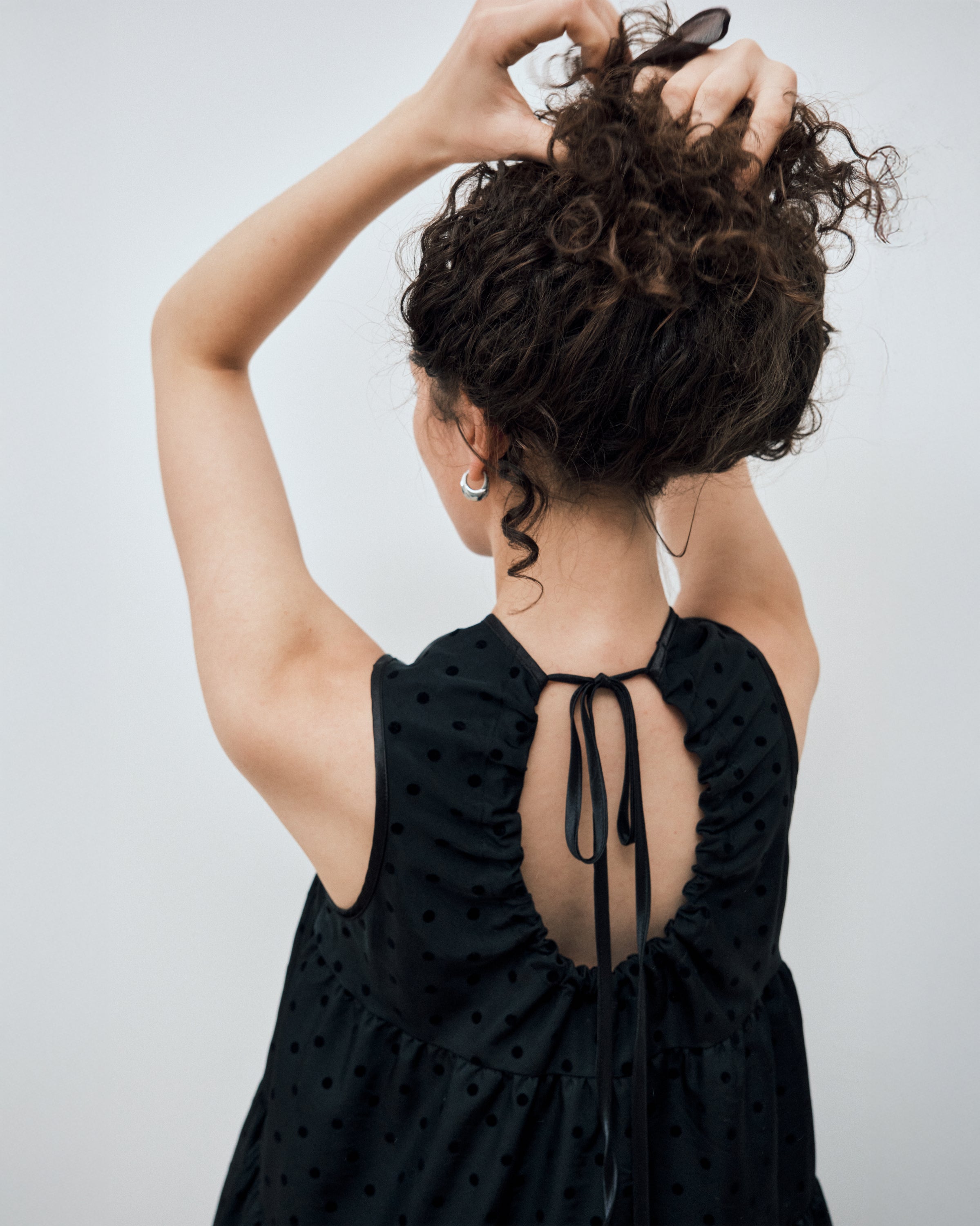 POLKA DOT TIERED DRESS_BLACK