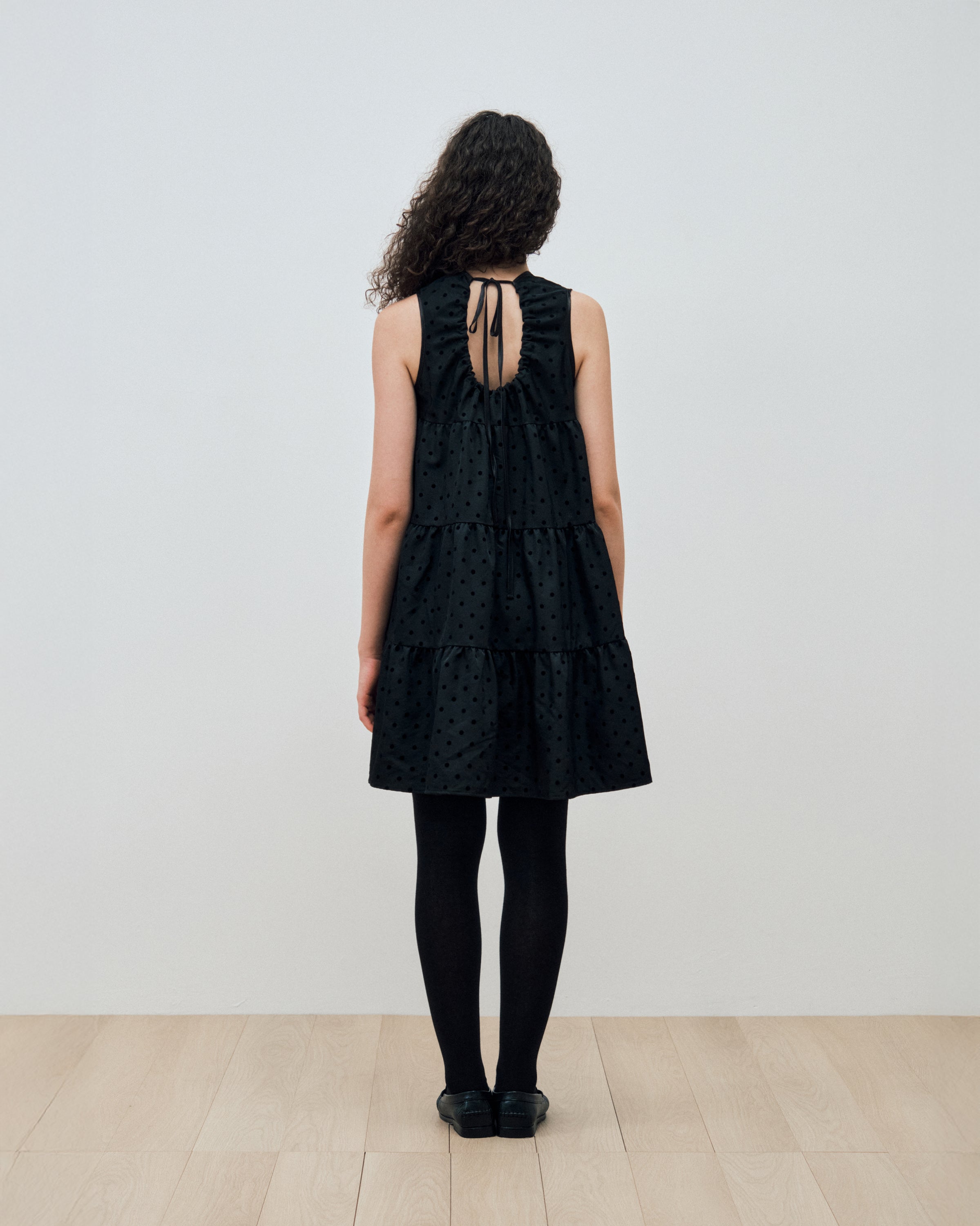 POLKA DOT TIERED DRESS_BLACK