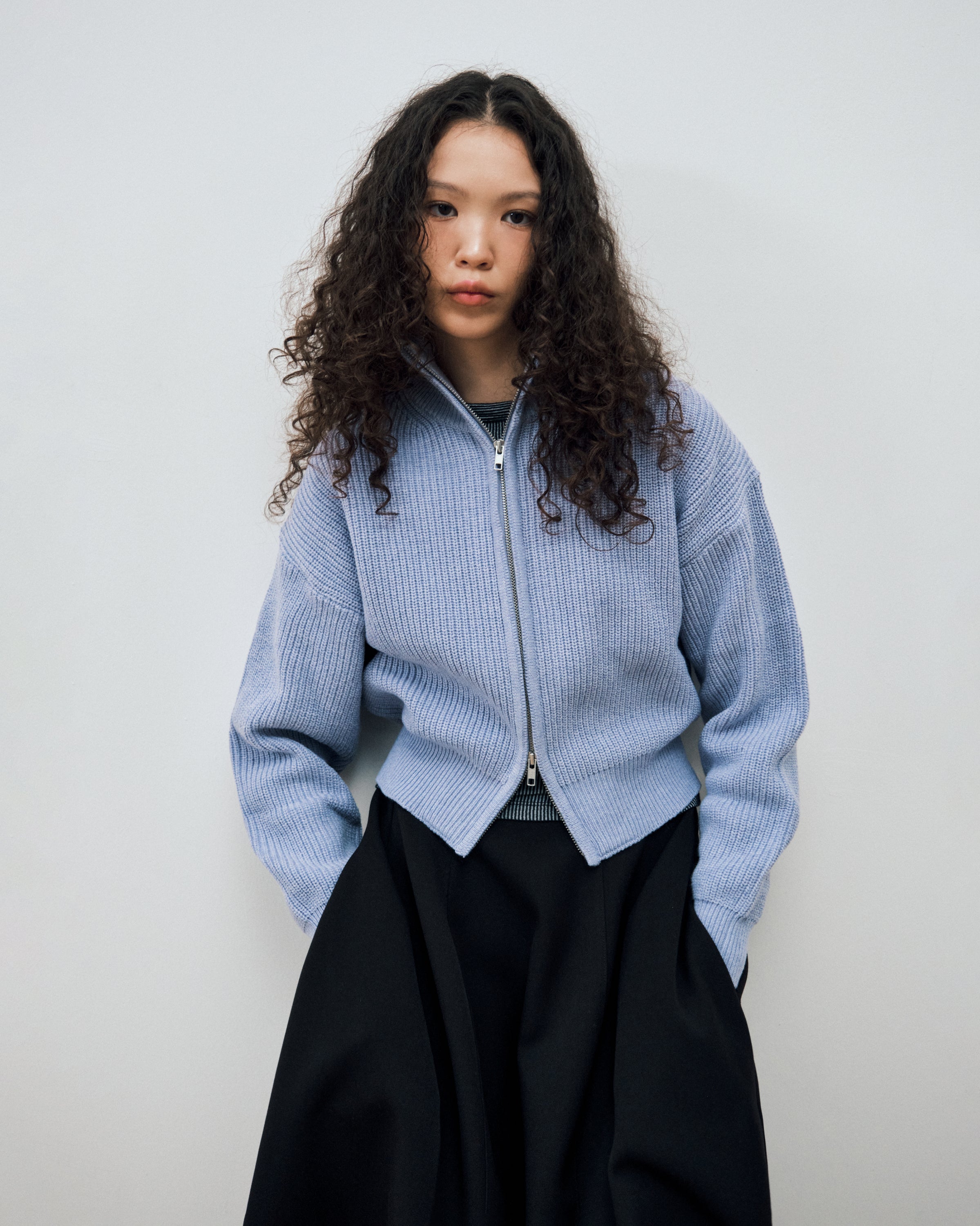 GILET EN MAILLE À DOUBLE ZIP_LAVANDE