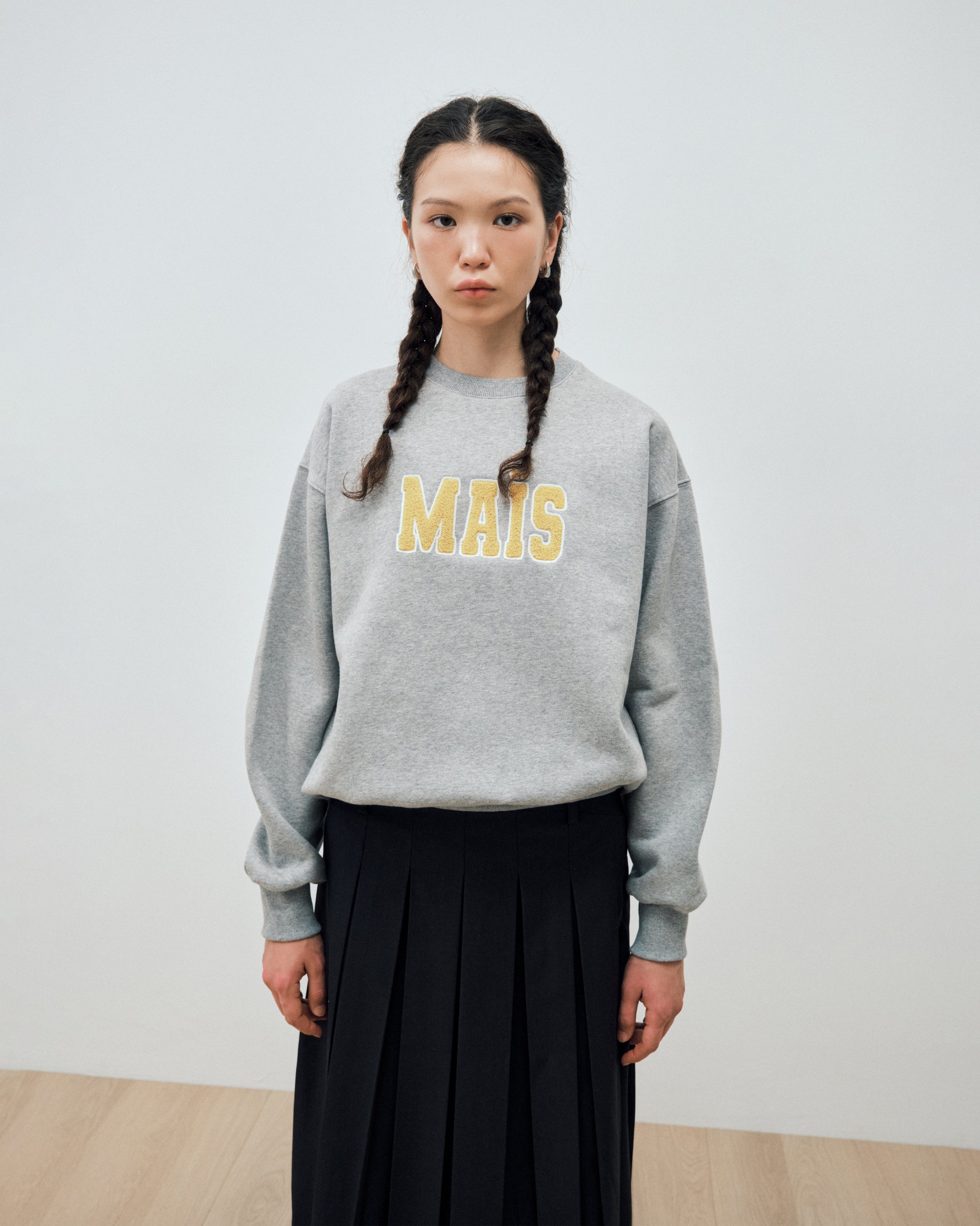 MAIS BOUCLE LOGO SWEAT SHIRT_GREY