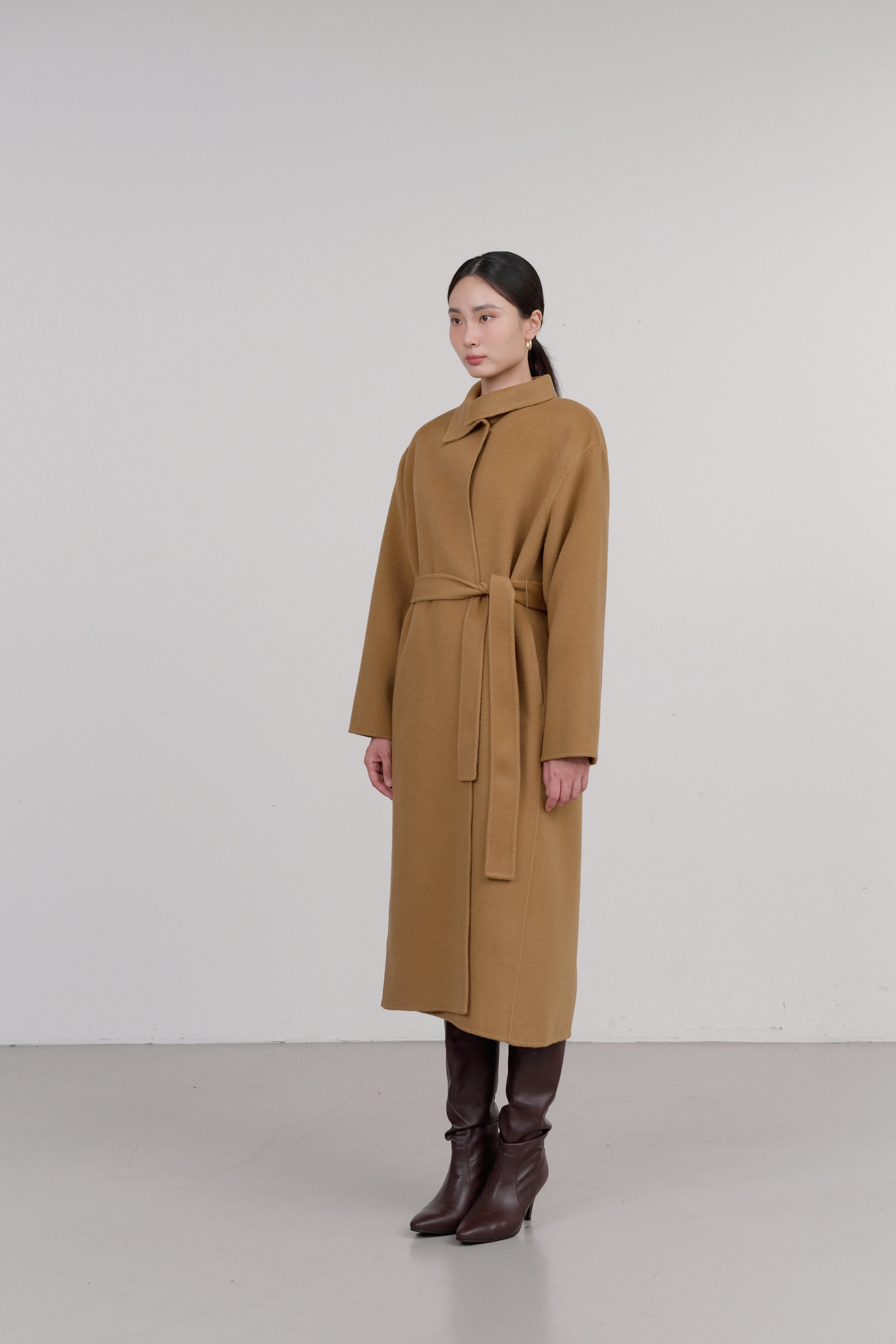 UNBAL COLLAR HANDMADE CASHMERE COAT_CAMEL