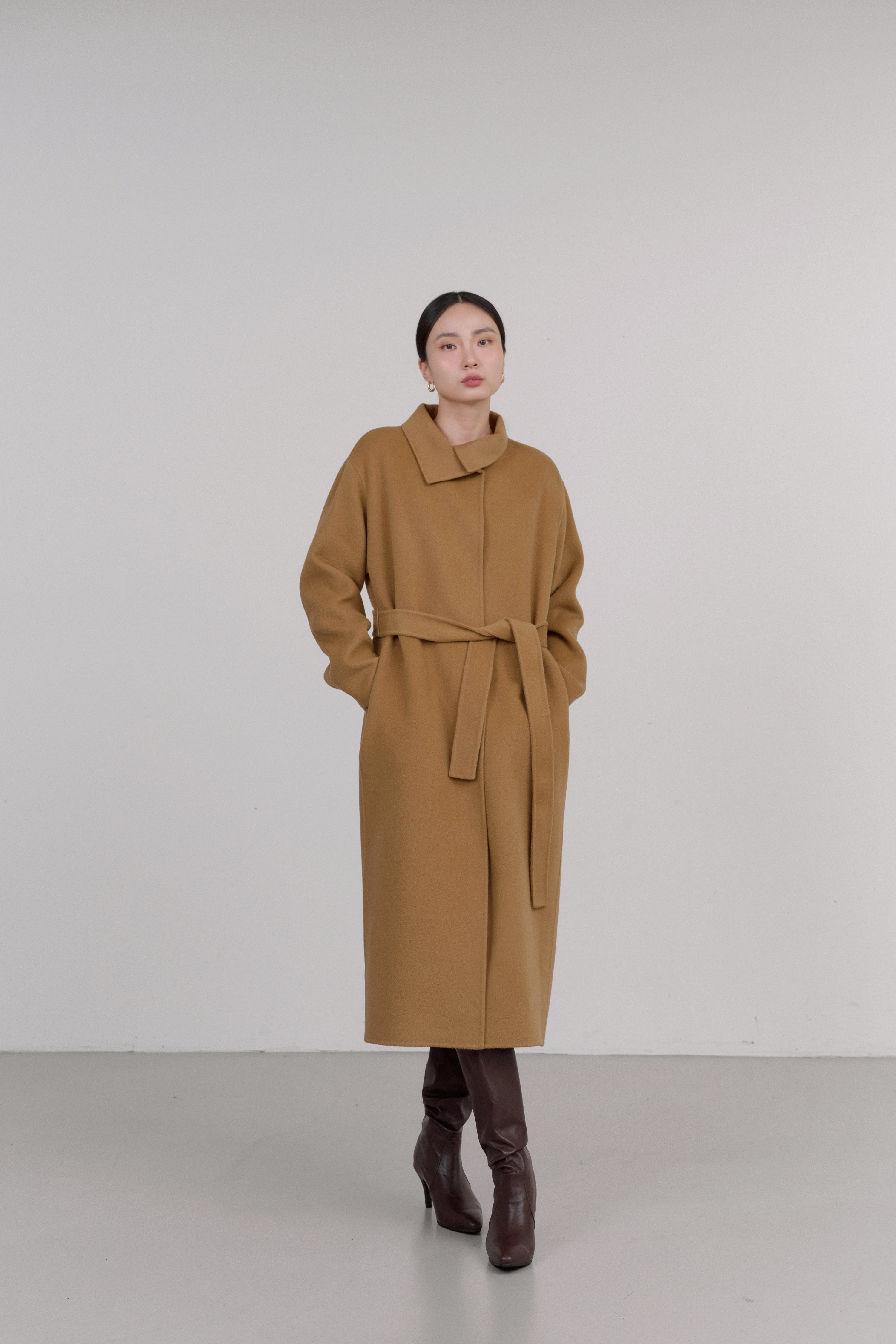 UNBAL COLLAR HANDMADE CASHMERE COAT_CAMEL