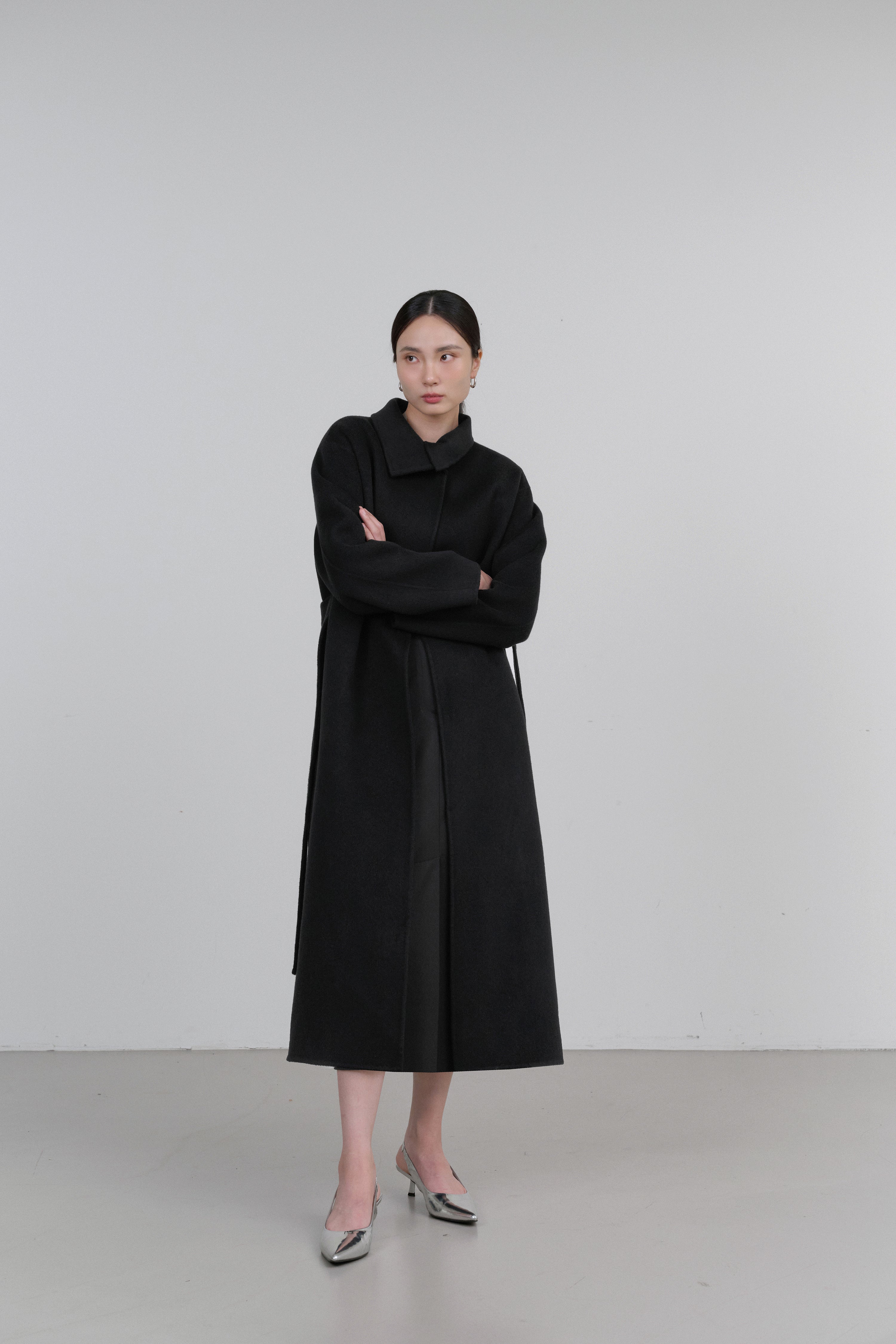 UNBAL COLLAR HANDMADE CASHMERE COAT_BLACK
