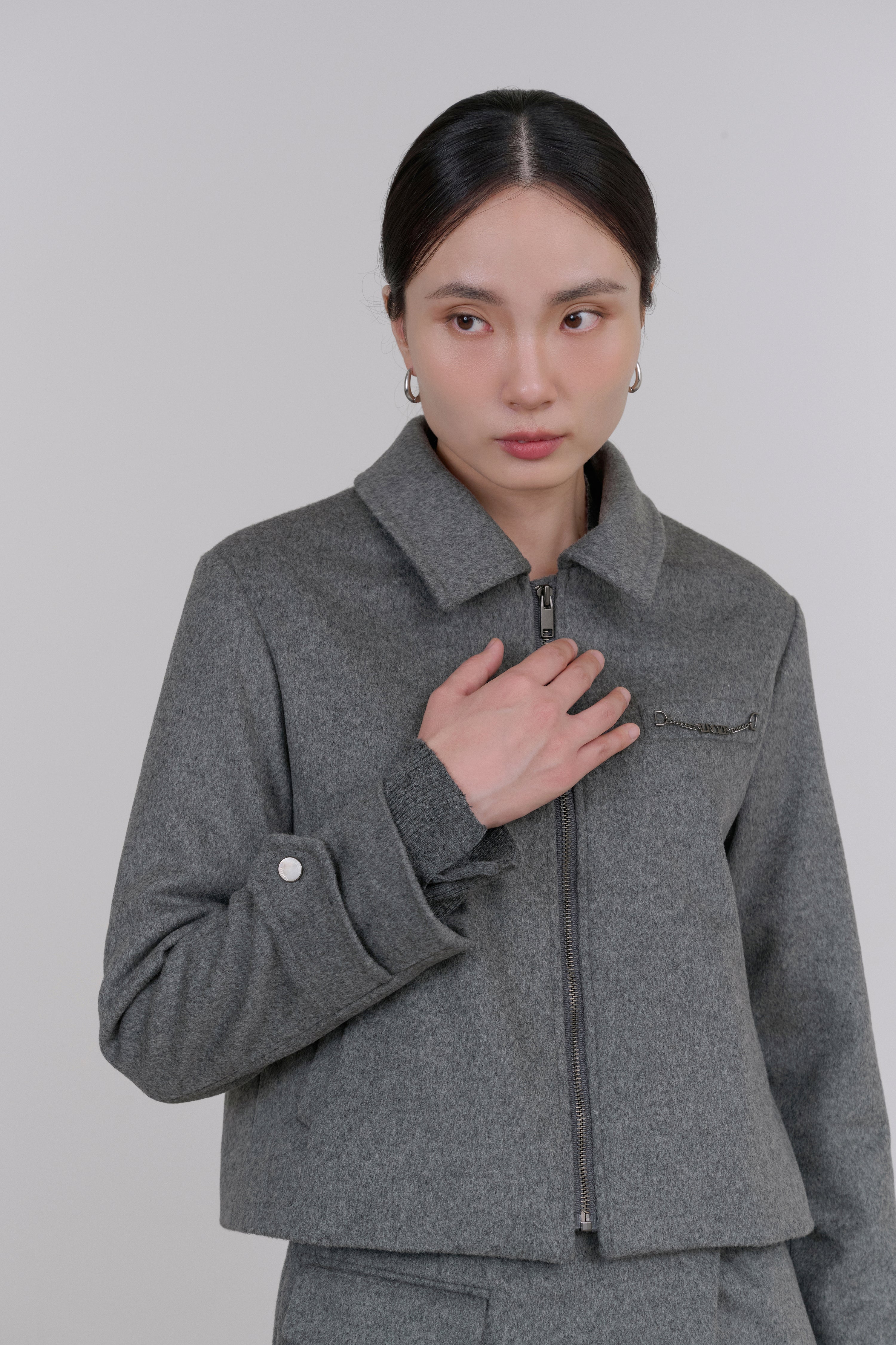 CHAIN WOOL JACKET_GREY