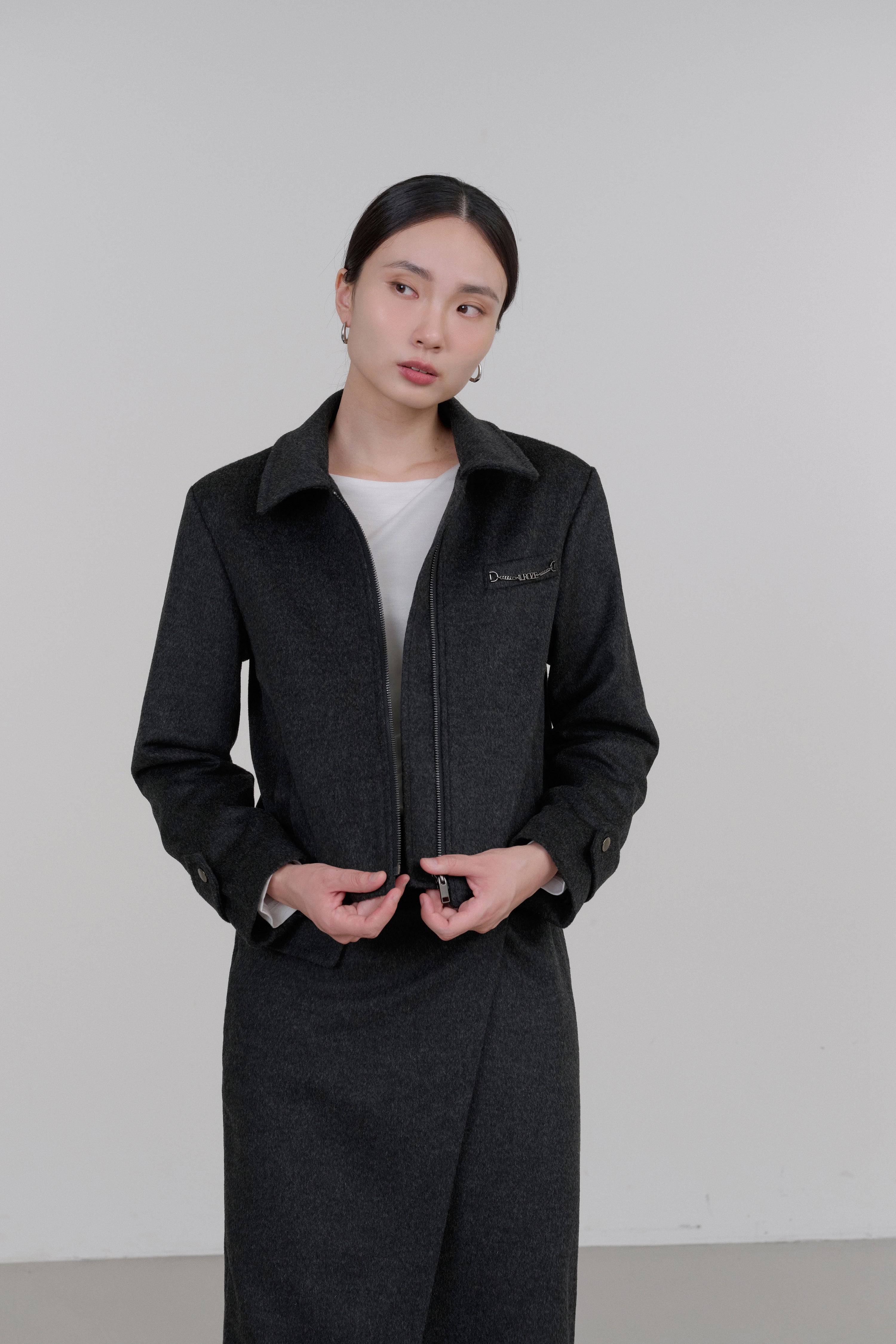 CHAIN WOOL JACKET_CHARCOAL