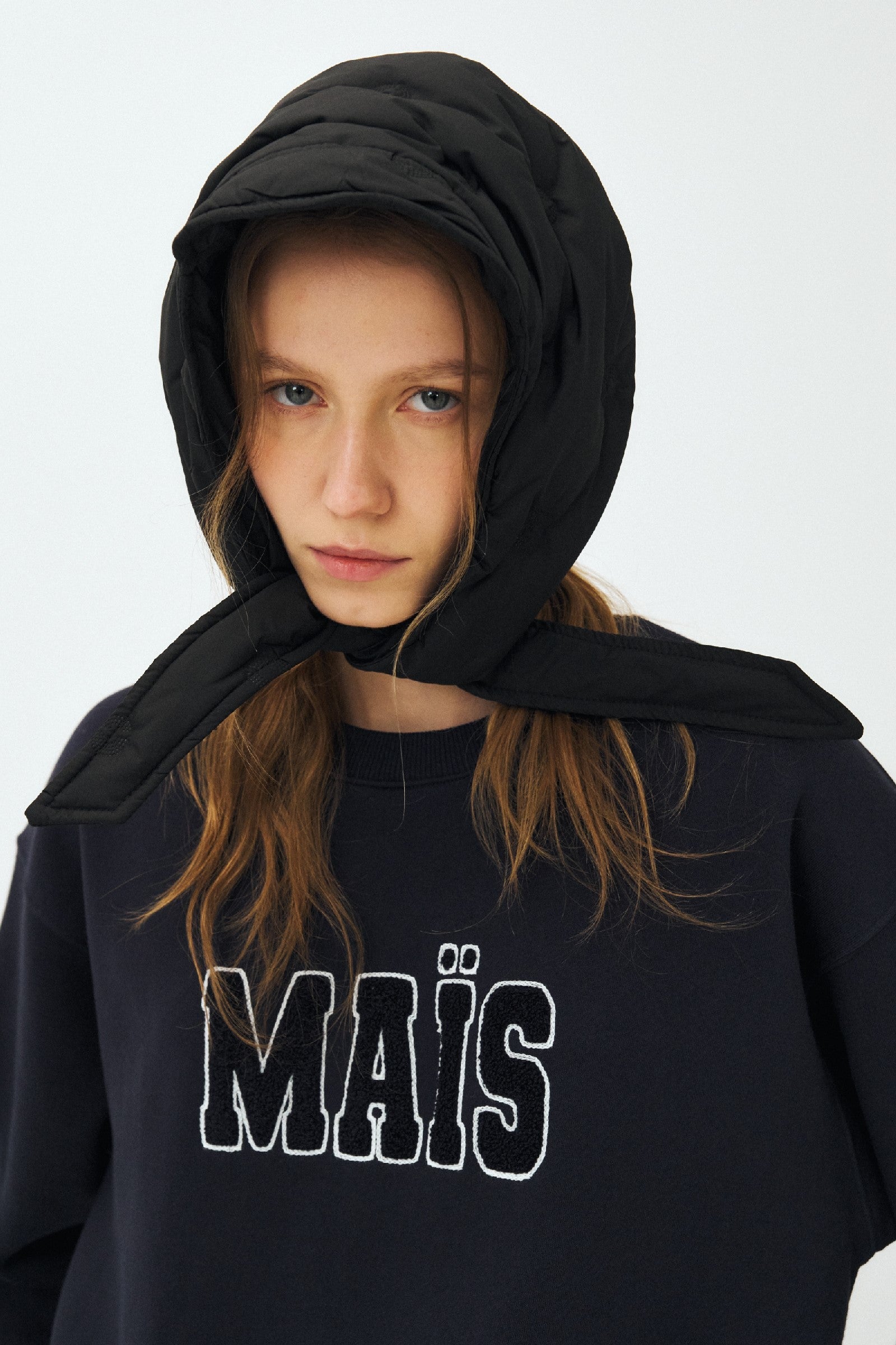 PADDED DOT HEADSCARF_BLACK