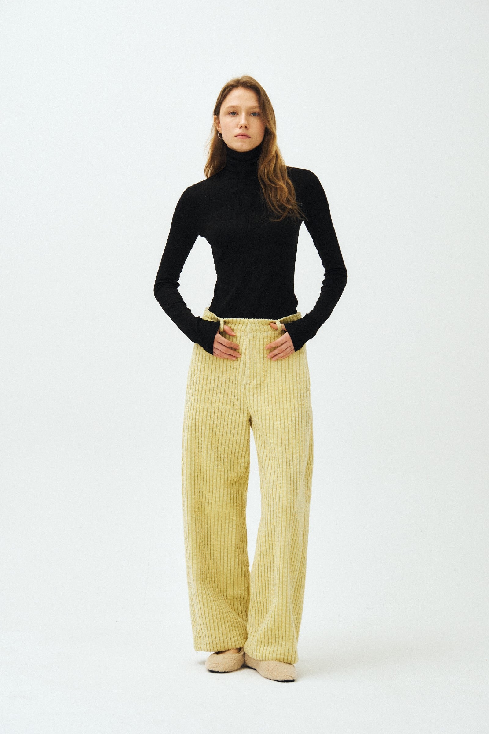 HEAVY WIDE CORDUROY PANTS_GREEN