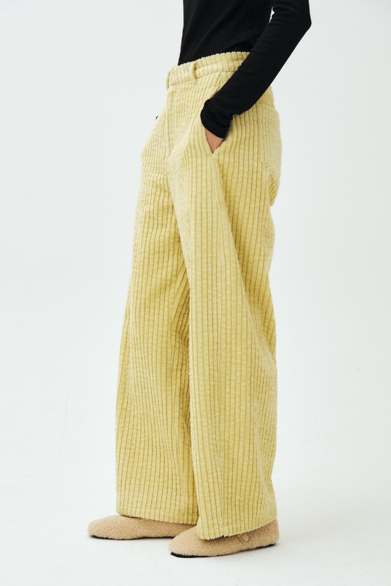 HEAVY WIDE CORDUROY PANTS_GREEN