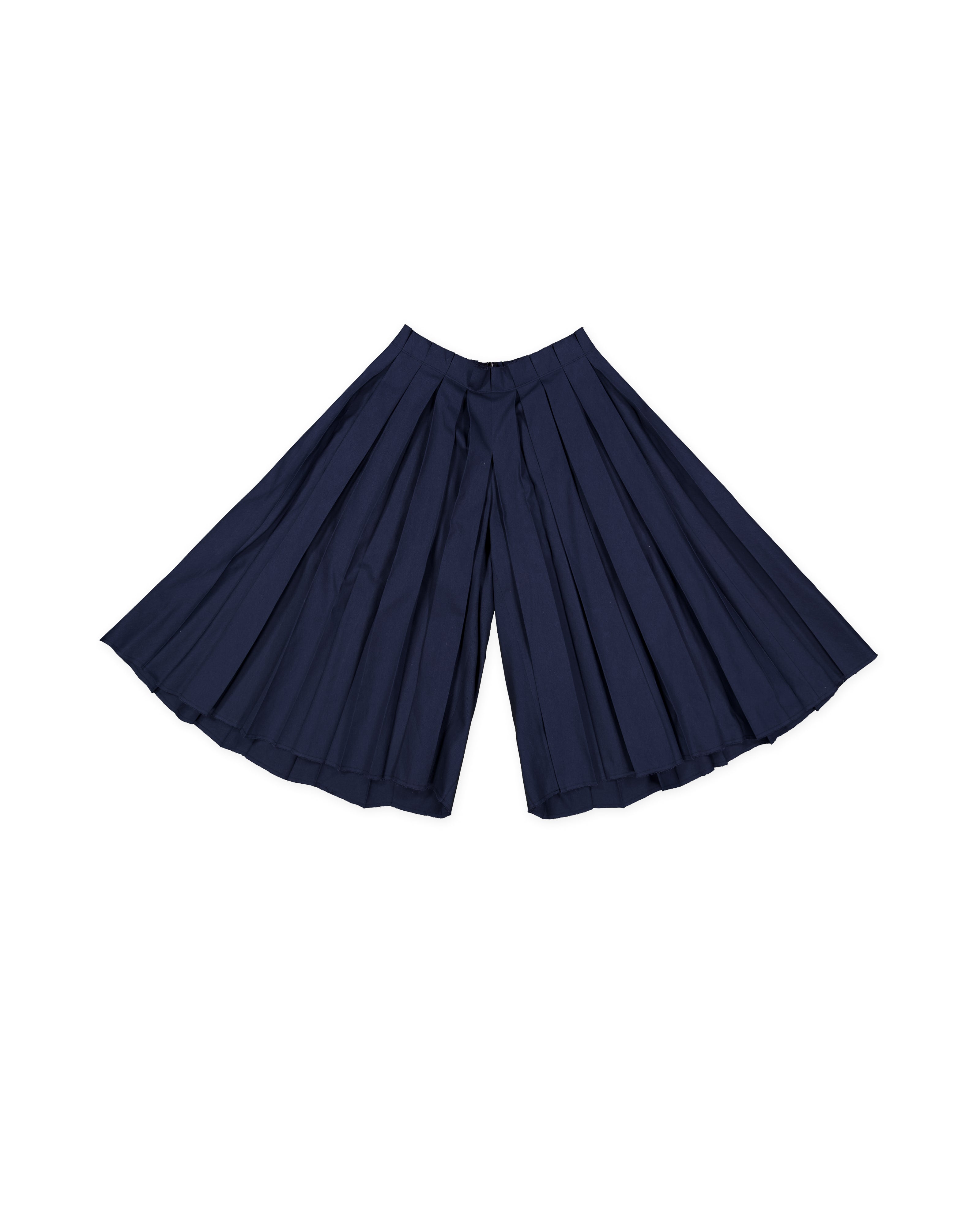 PANTALON À LARGE PLIS_BLEU MARINE