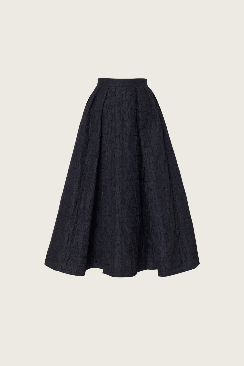 JUPE MIDI ÉVASÉE EN JACQUARD_NOIR