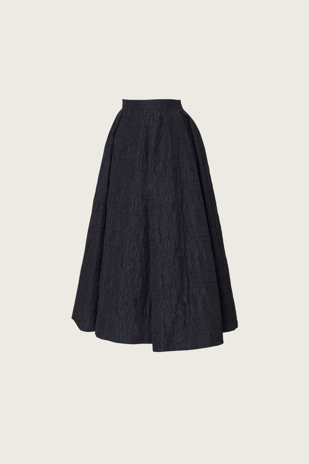 JACQUARD MIDI FLARE SKIRT_NOIR
