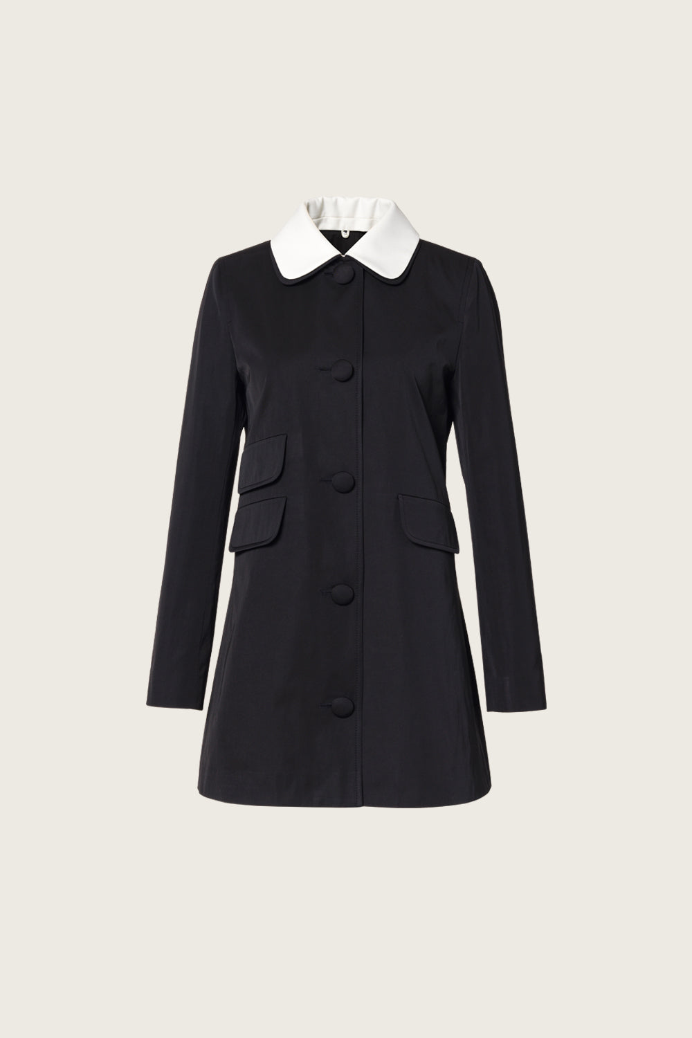 DEMI-MANTEAU À COL BLANC_NOIR