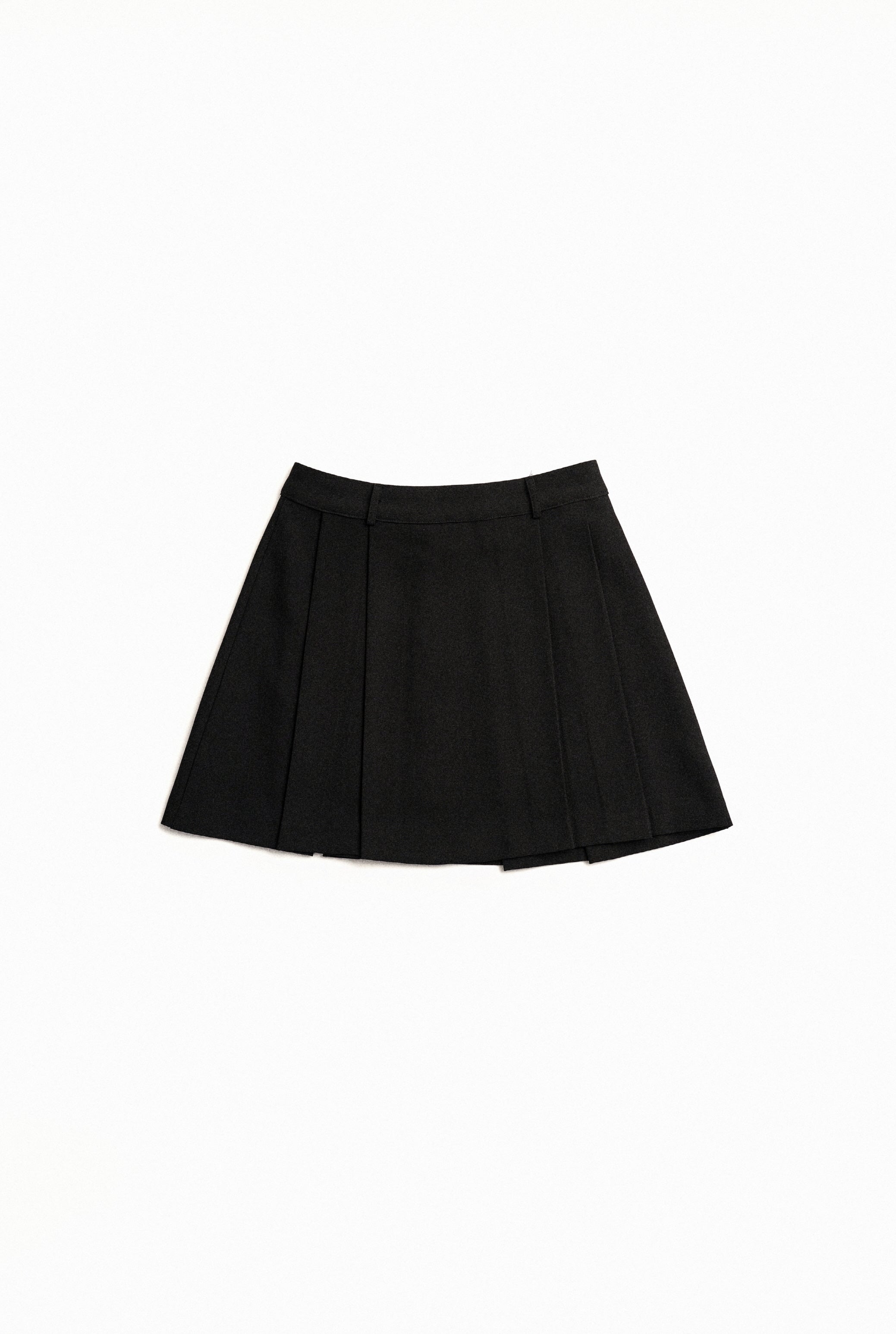 PLEATED MINI SKIRT_BLACK