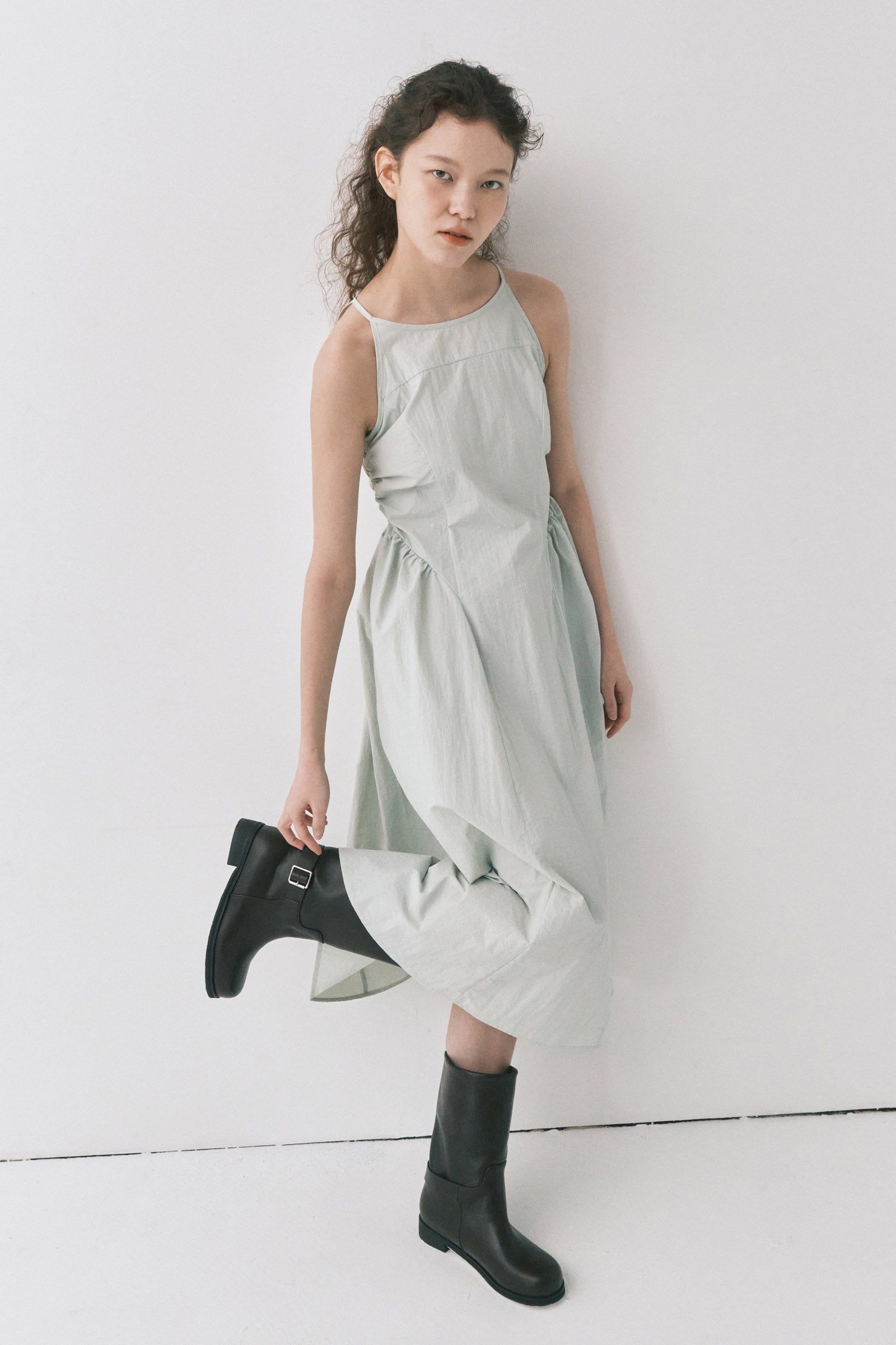 HALTERNECK MAIS PUFF SLEEVE DRESS_MINT