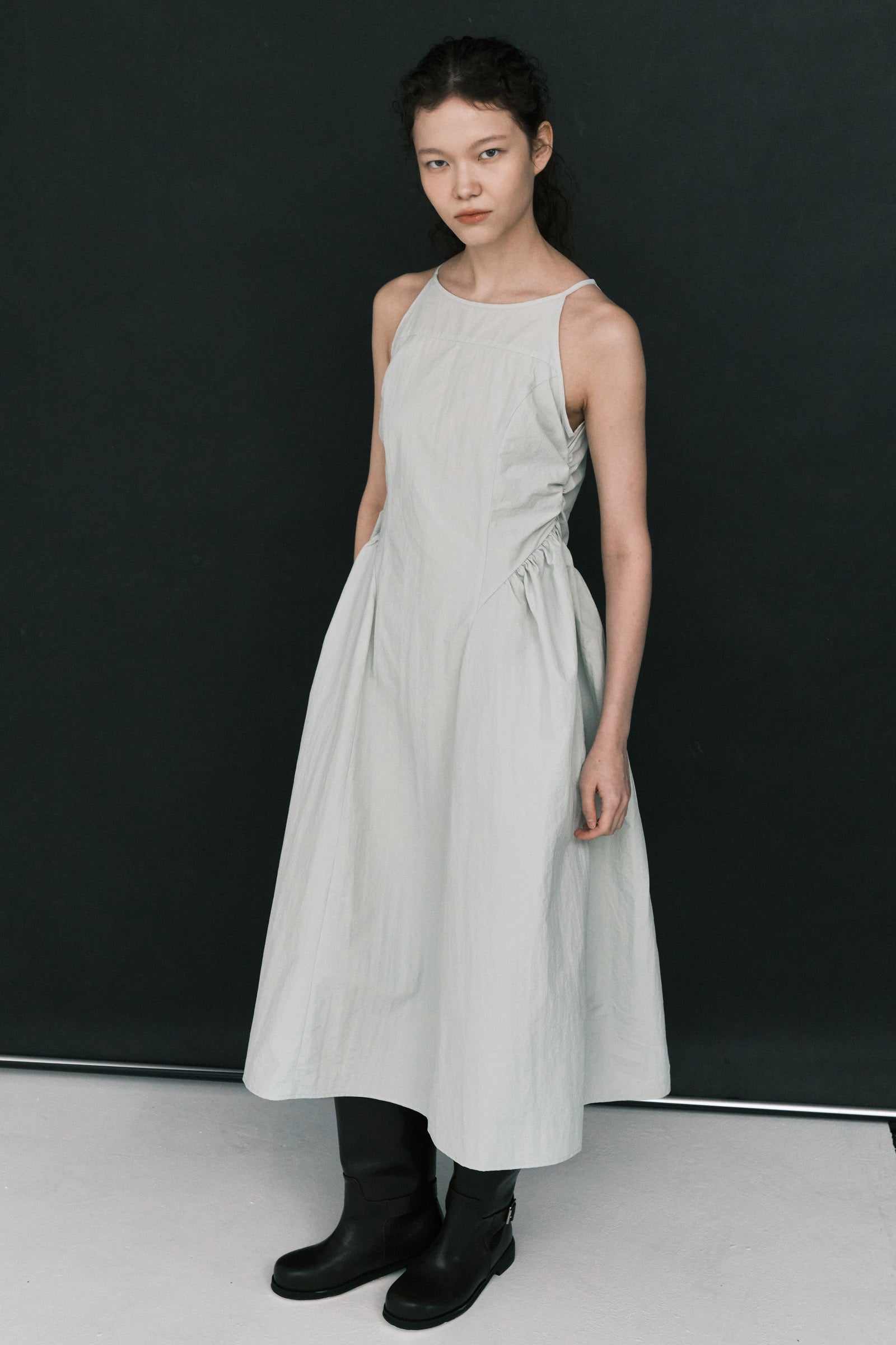 HALTERNECK MAIS PUFF SLEEVE DRESS_MINT