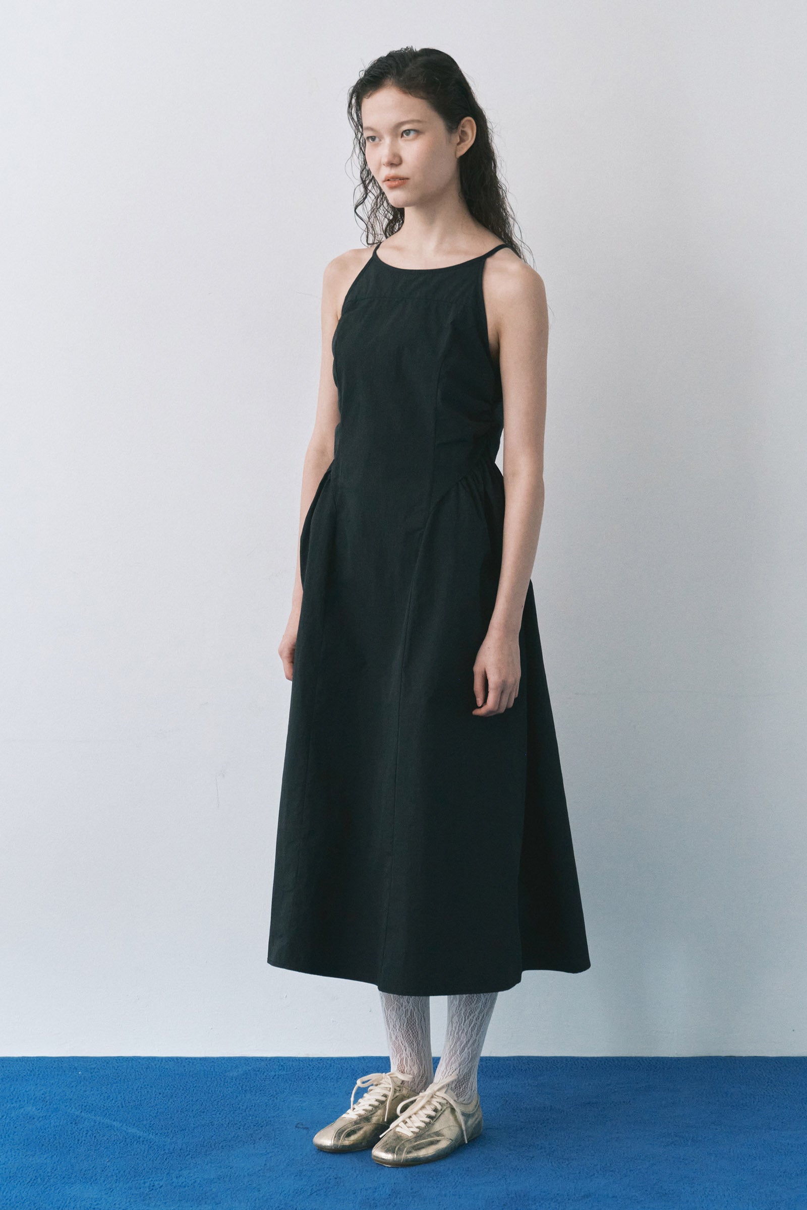 HALTERNECK MAIS PUFF SLEEVE DRESS_BLACK