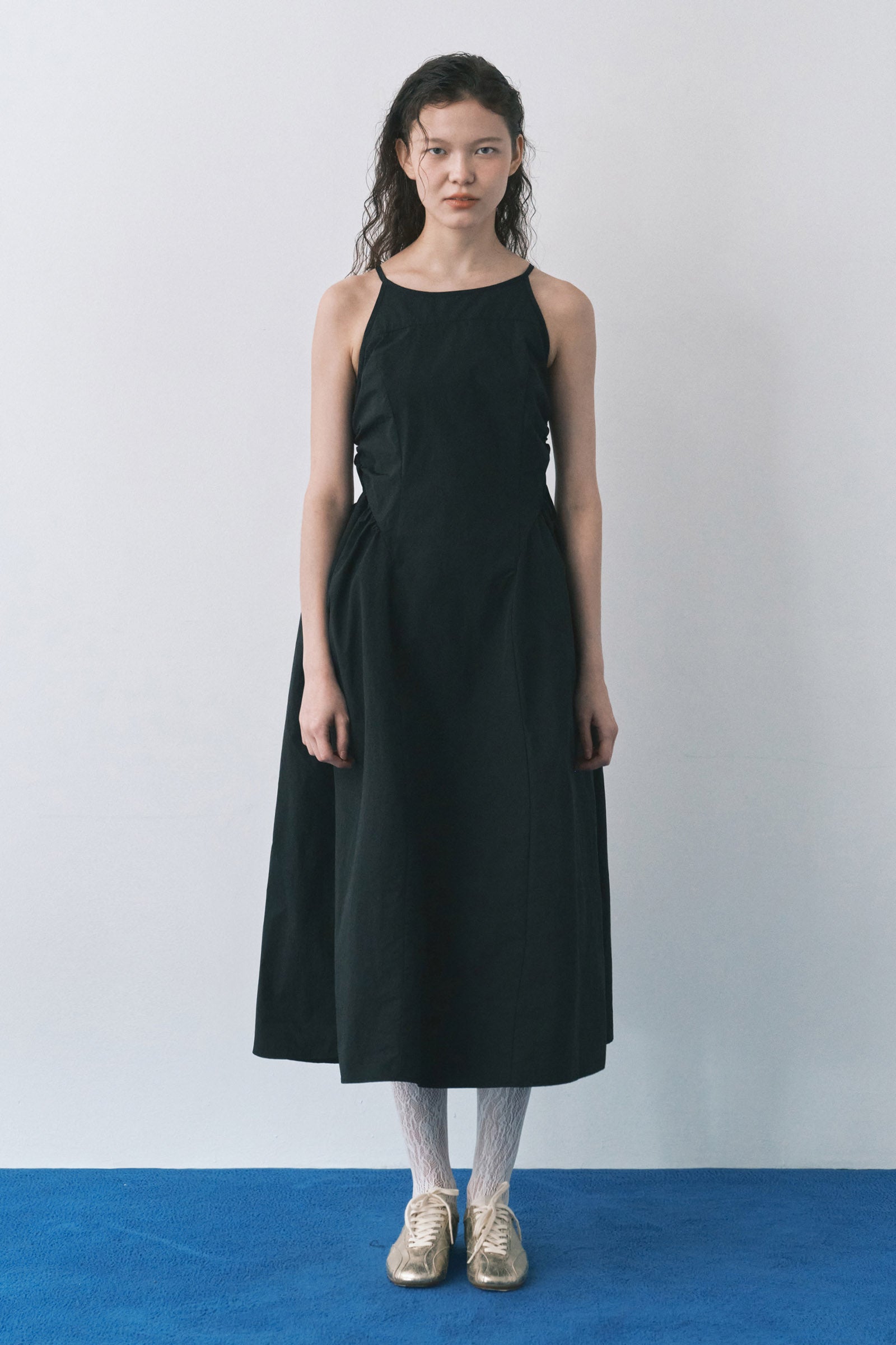 HALTERNECK MAIS PUFF SLEEVE DRESS_BLACK