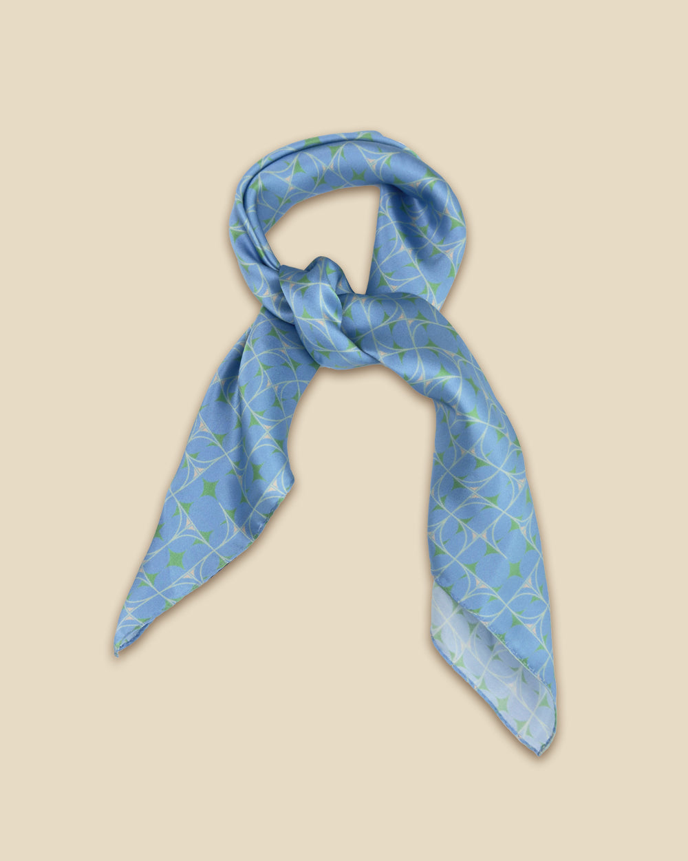 OCEAN GRID SILK SCARF_BLUE