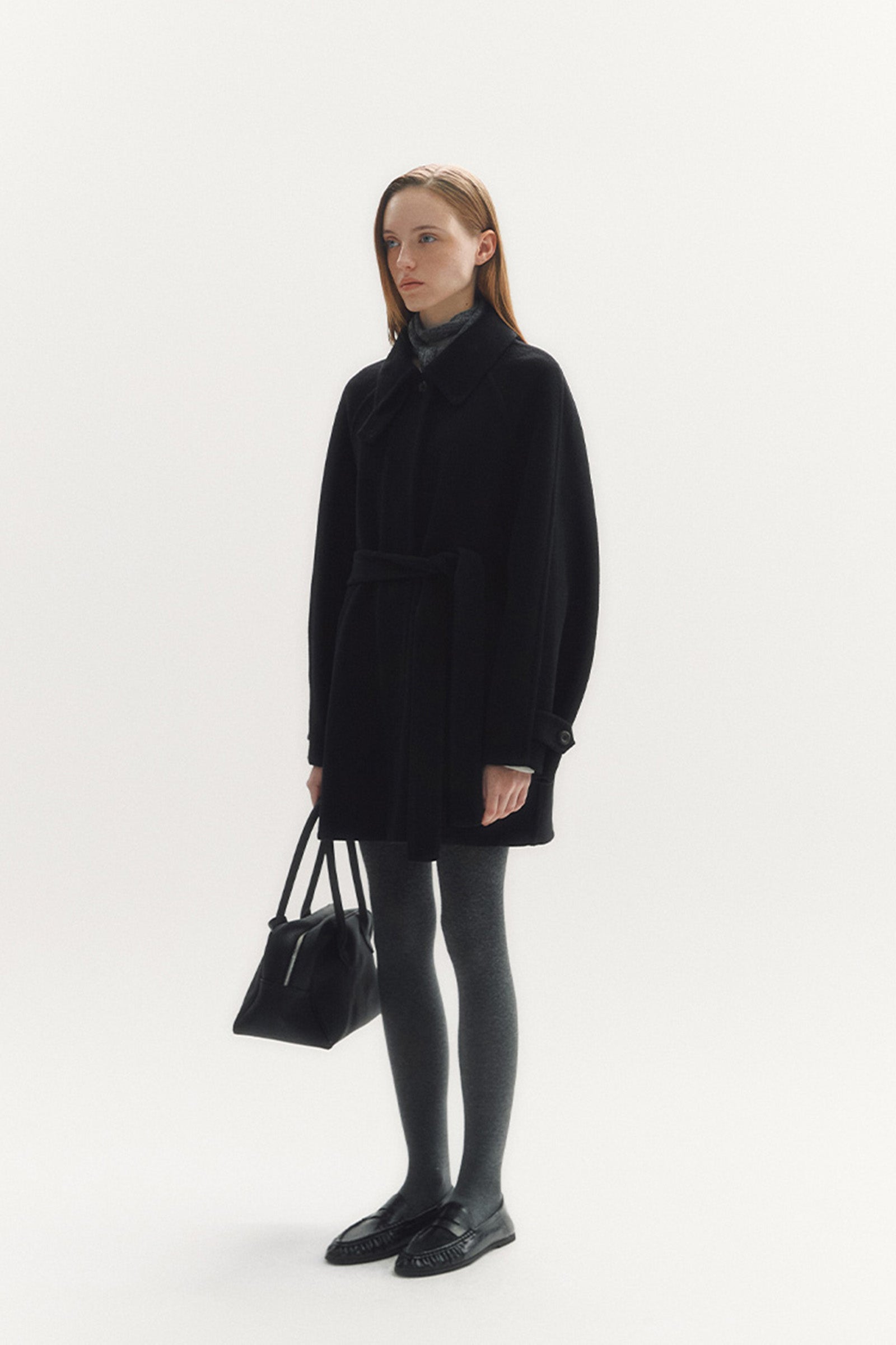 HANDMADE WOOL HALF COAT_BLACK