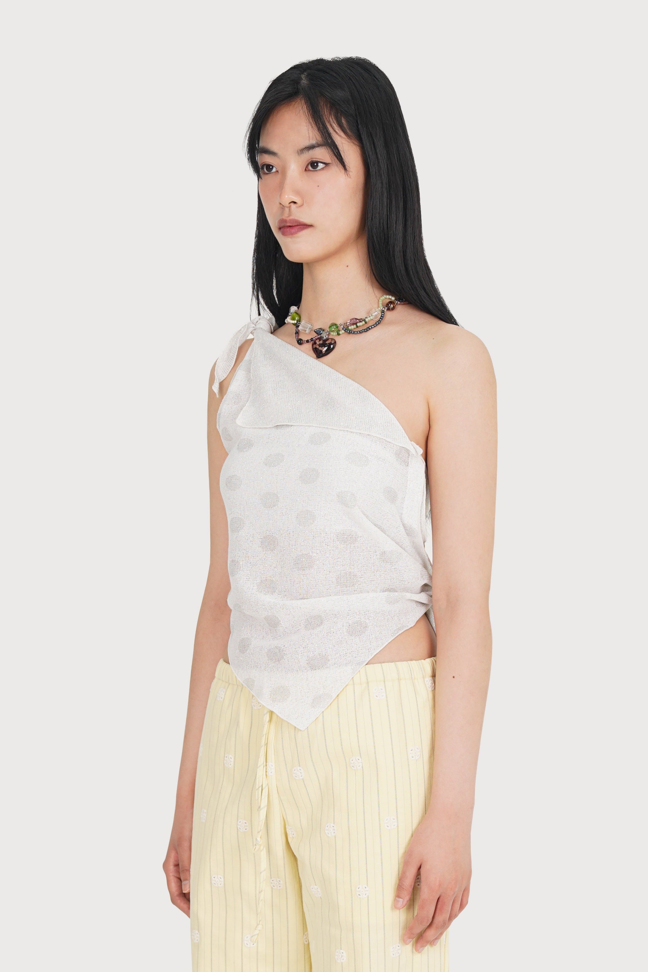 TOP FOULARD FIL MÉTALLISÉ_BLANC