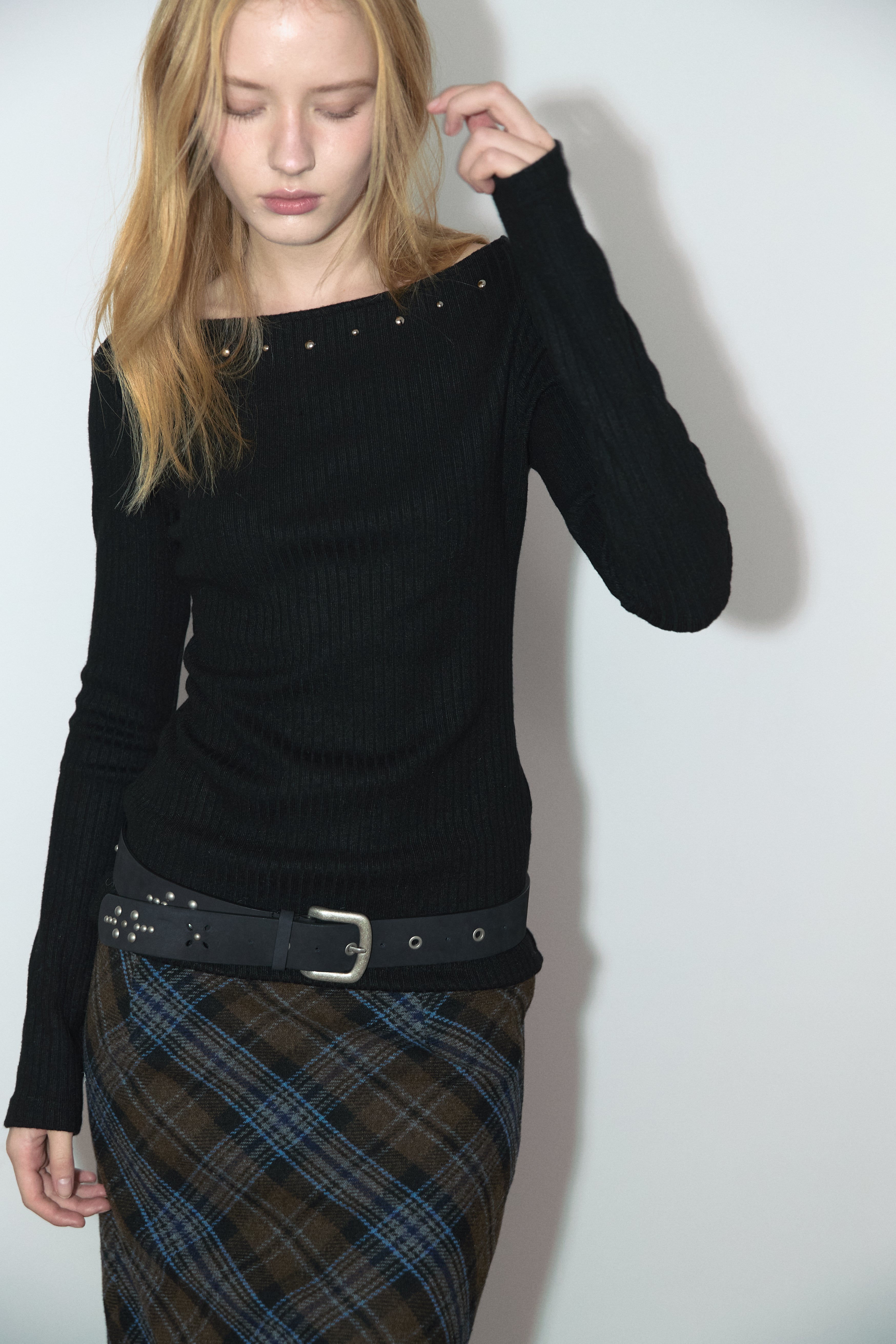WOOL BIAS SKIRT_CHECKERED