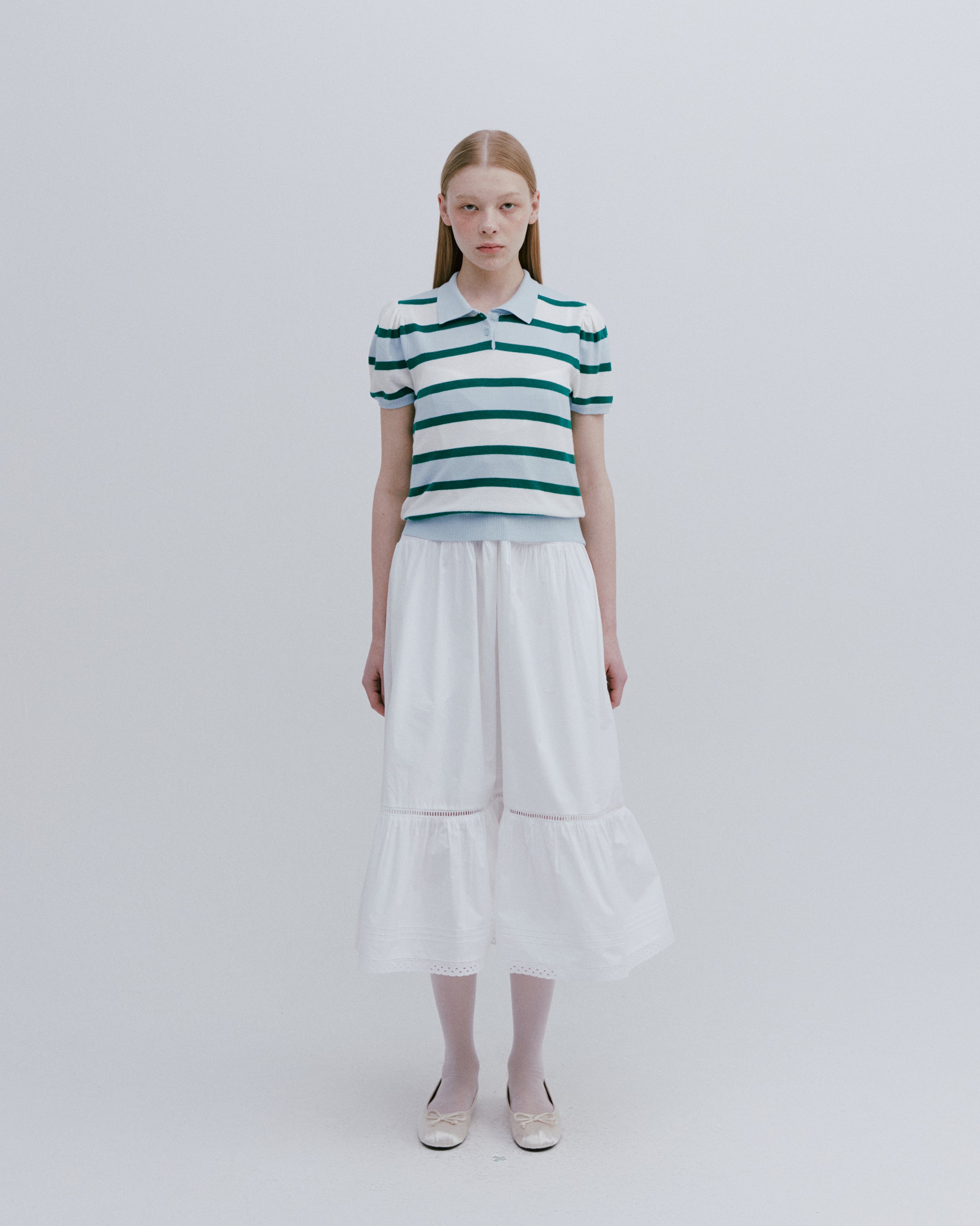 PETIT PUFF STRIPED COLLAR KNIT_BLEU CIEL