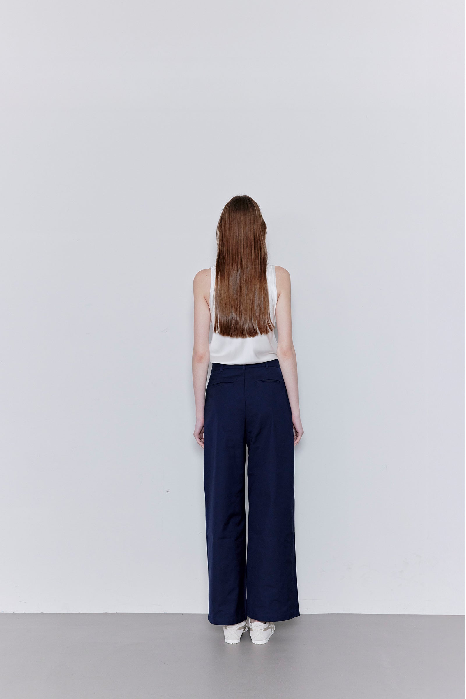 COTTON PINTUCK PANTS_BLEU MARINE