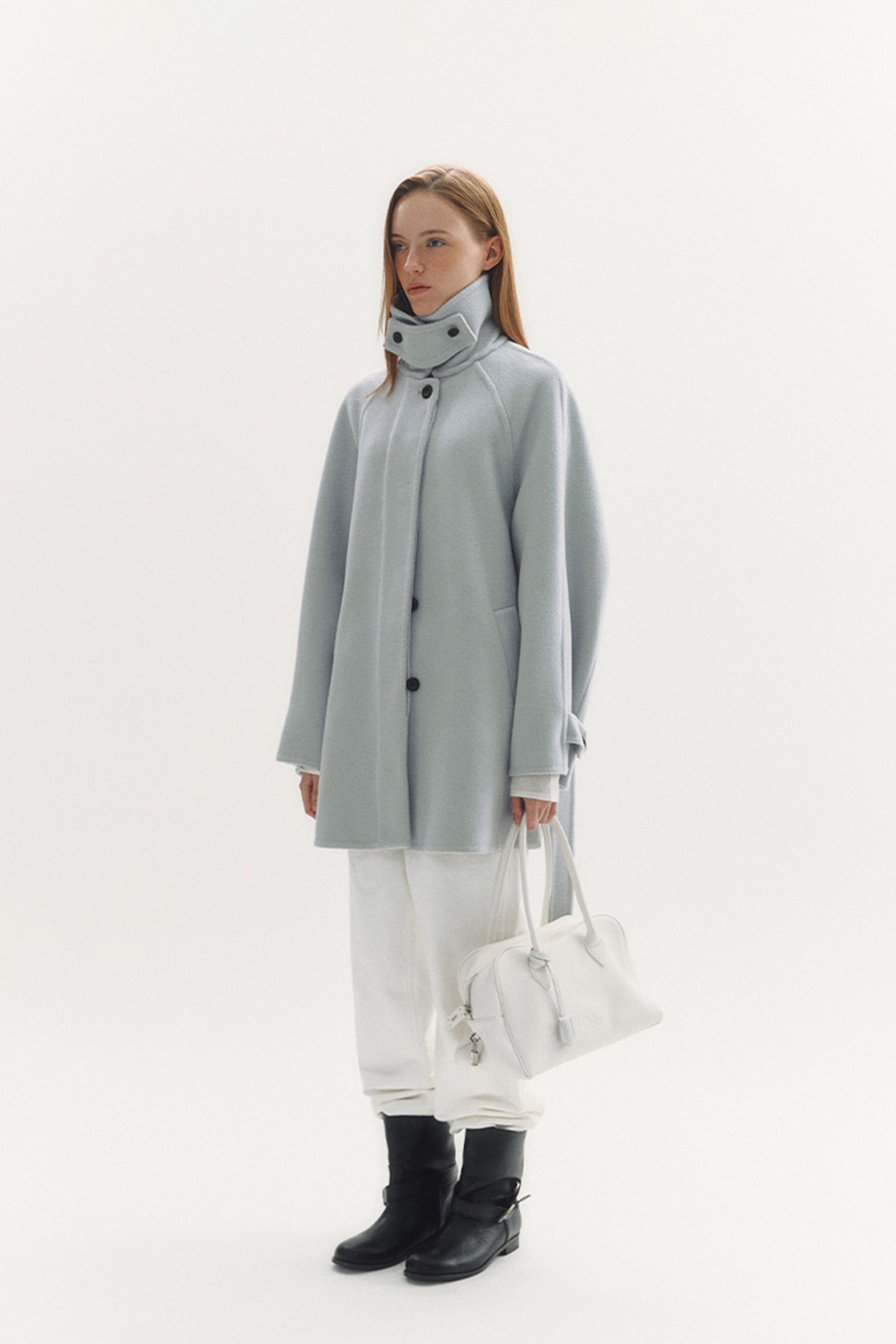 HANDMADE WOOL HALF COAT_SKY BLUE