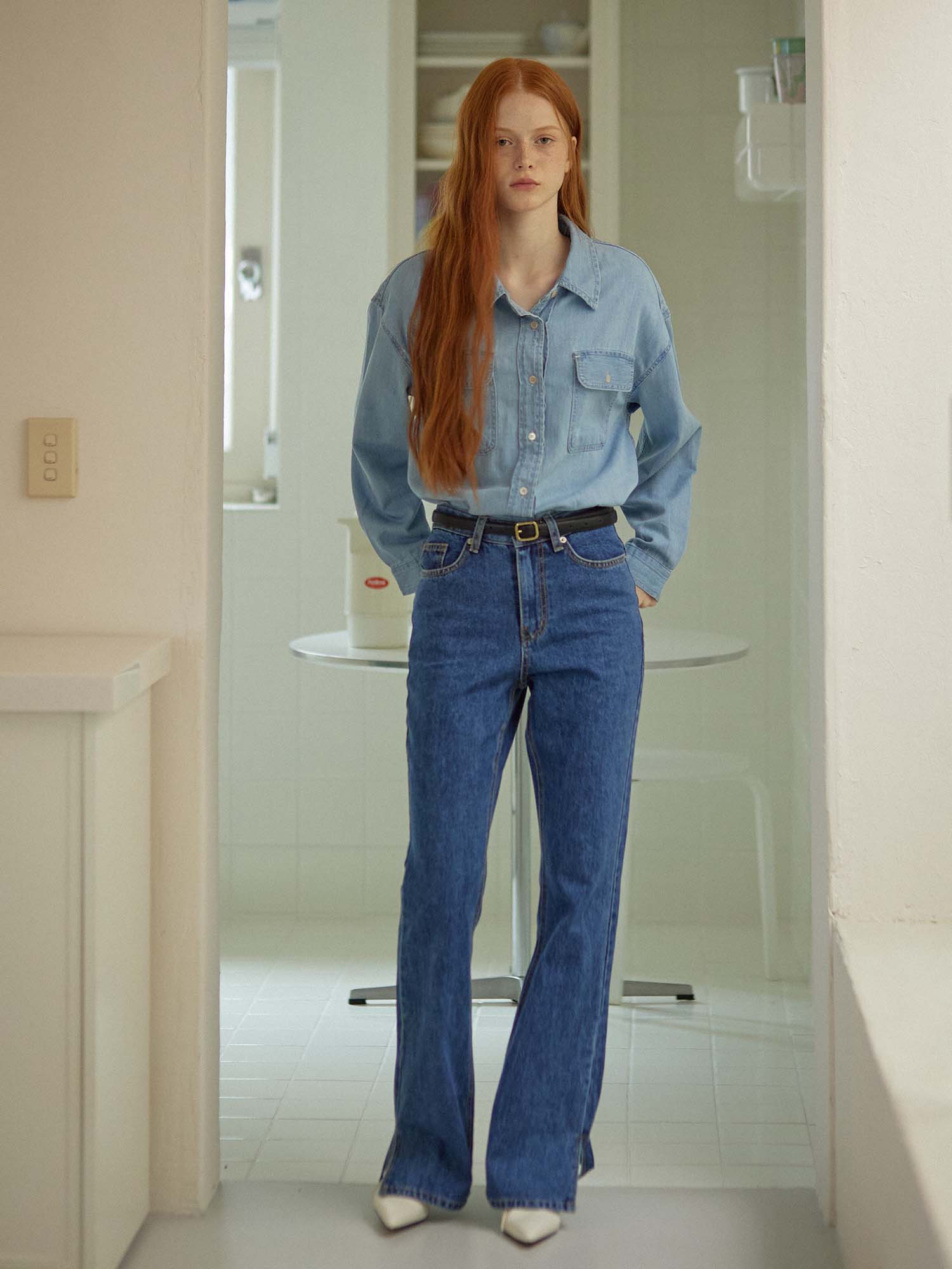 SLIT DENIM PANTS_BLUE