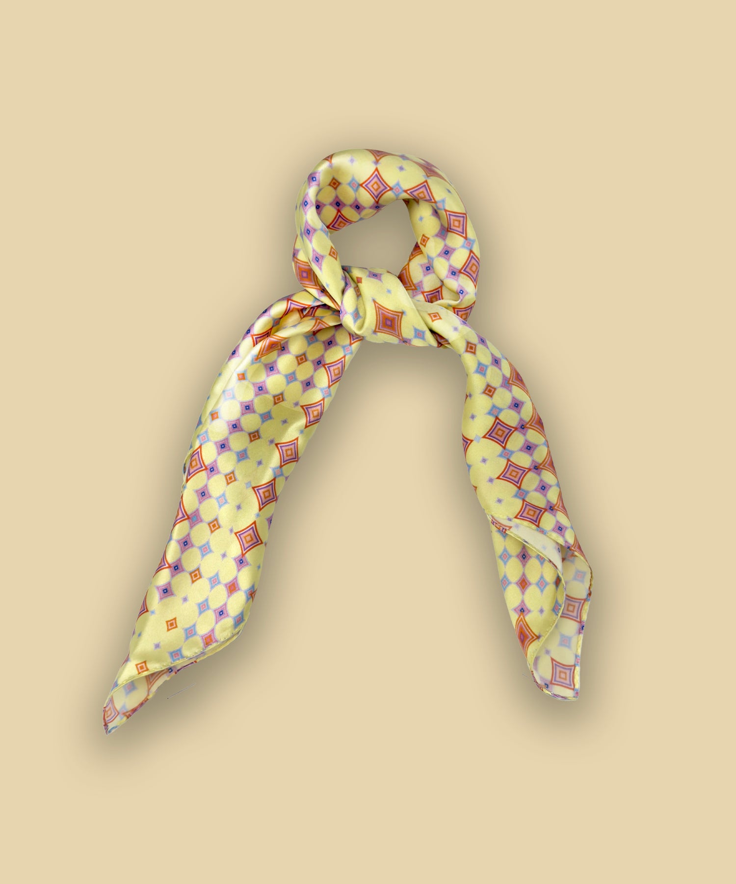 AMBER GRID SILK SCARF_YELLOW