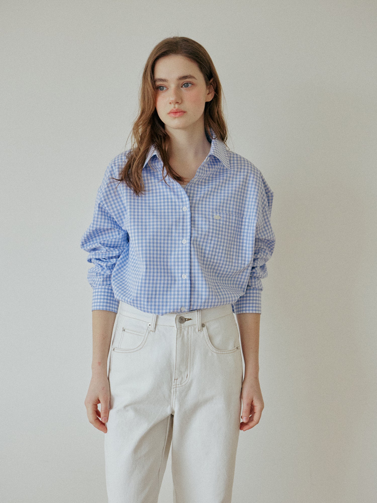 GINGHAM CHECK SHIRT_SKYBLUE