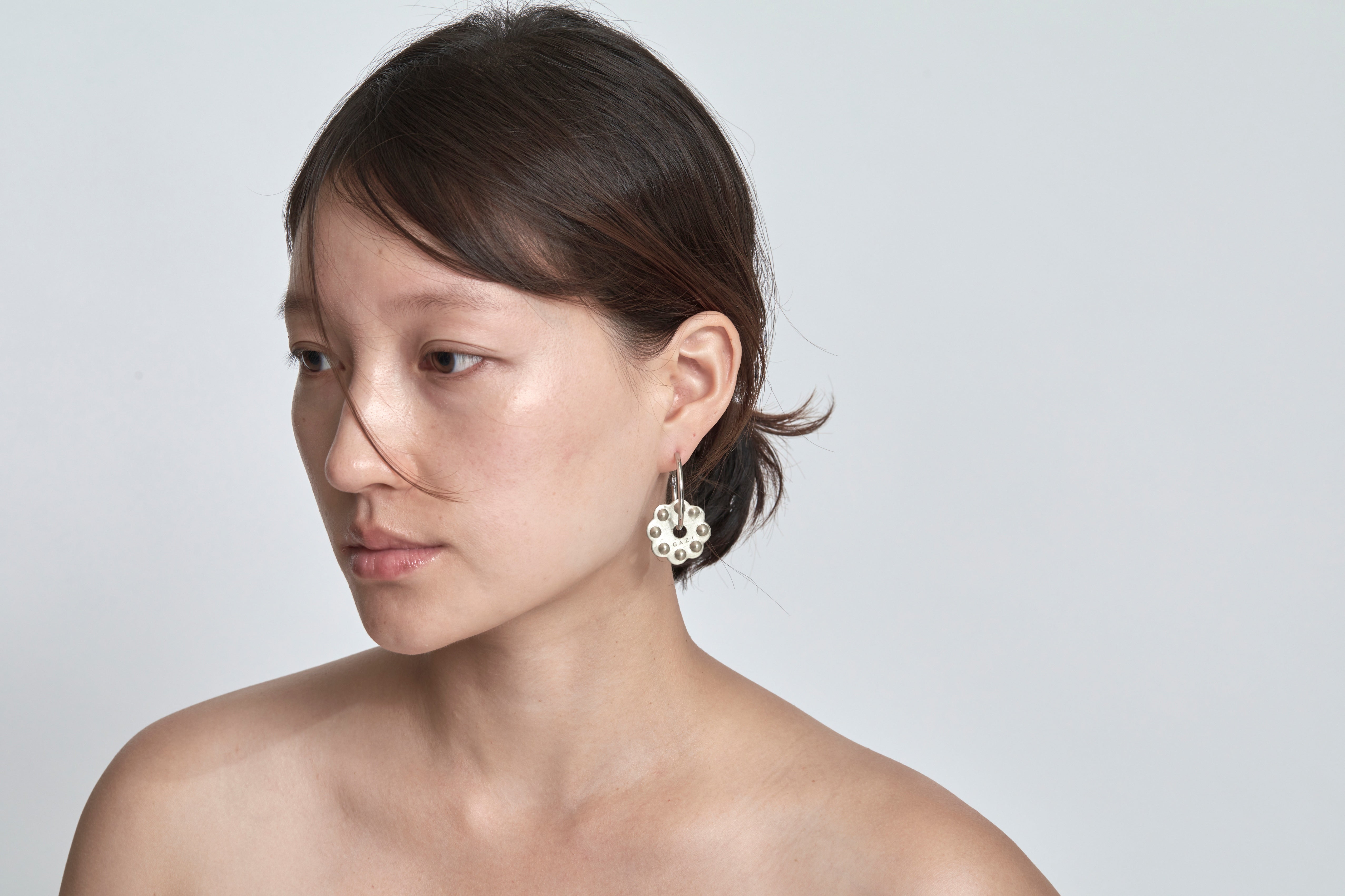 CHRYSANTHEMUM RING EARRINGS_SILVER