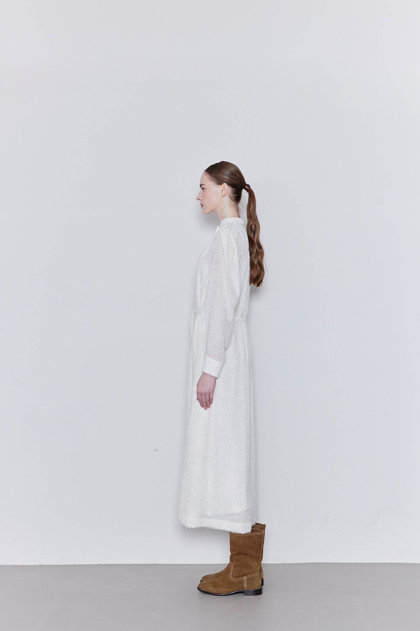 FRINGE LONG DRESS_BLEU MARINE