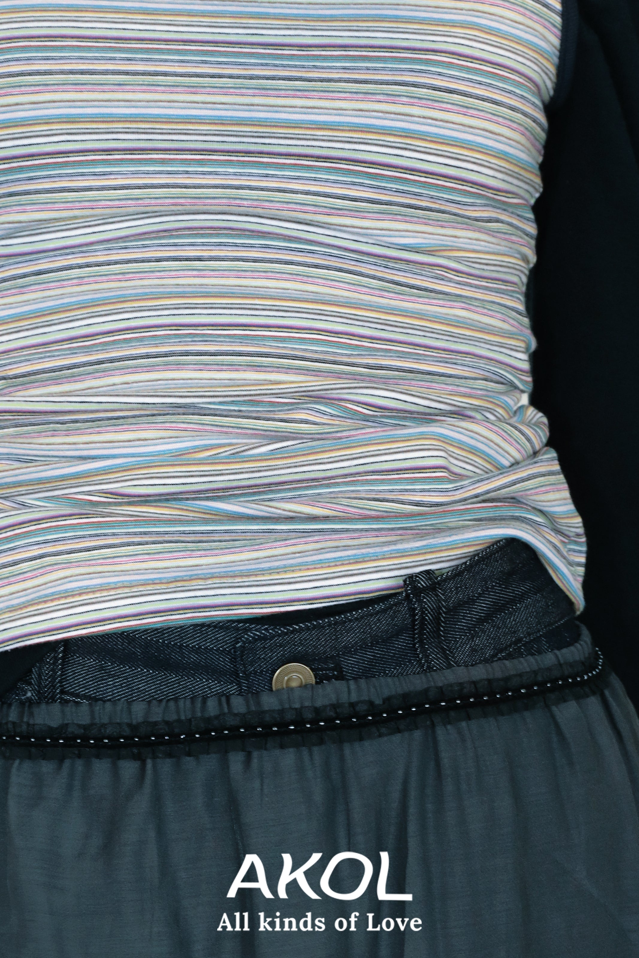 TOP ARC-EN-CIEL SANS MANCHES EN COTON_BLEU MARINE
