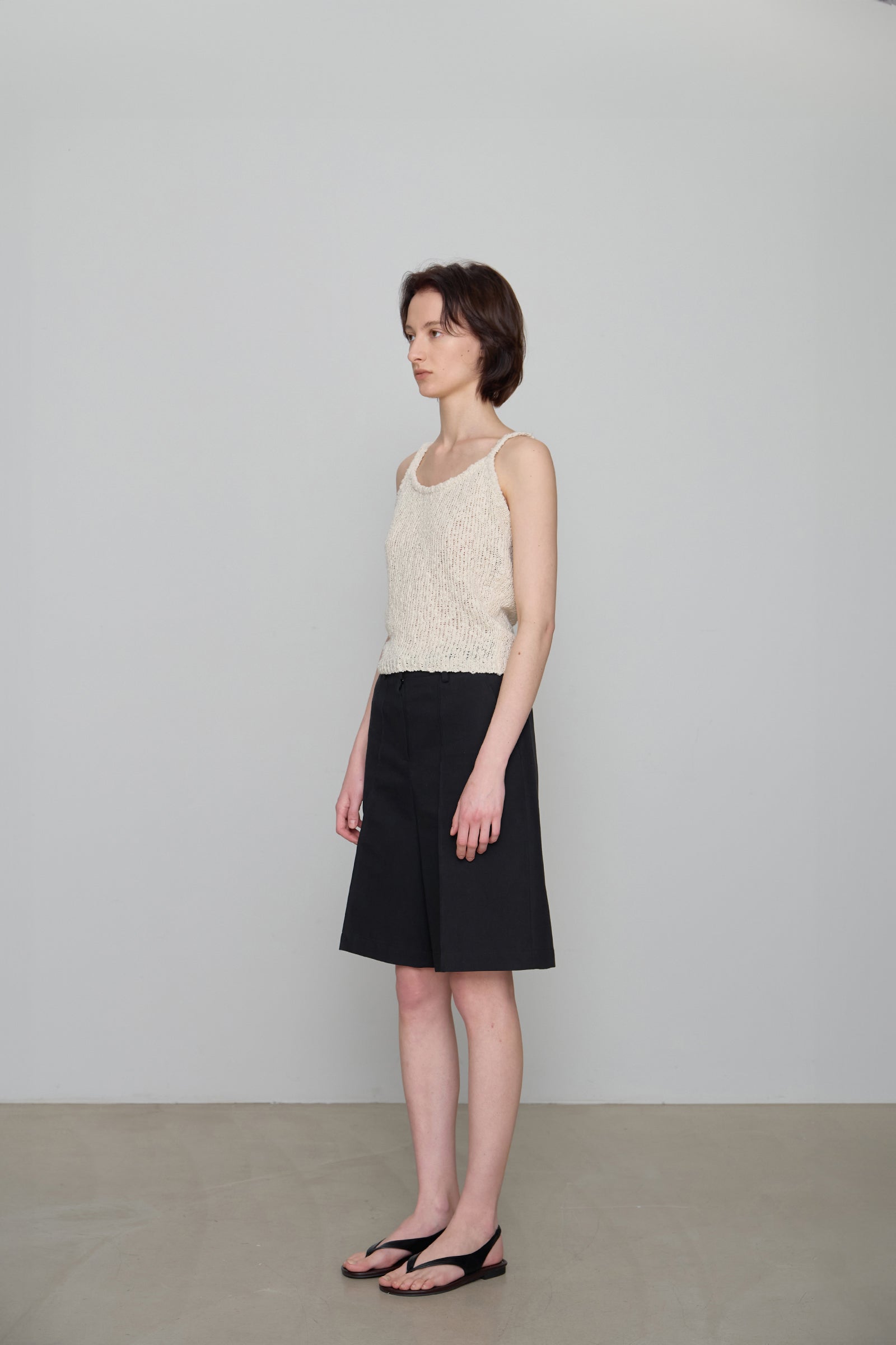 COTTON BUBBLE SLEEVELESS KNIT_CREAM