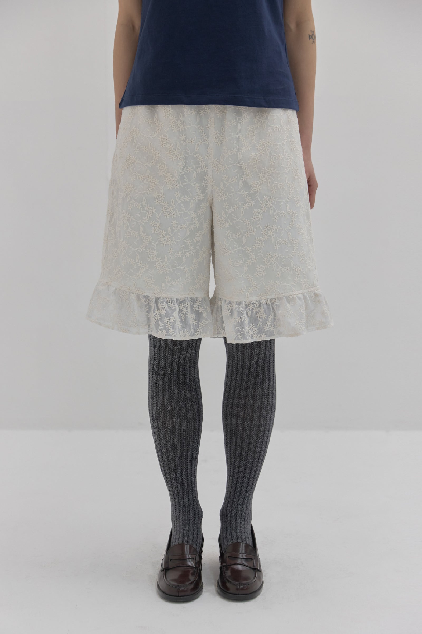 EMBROIDERED MIDI PANTS_ IVORY