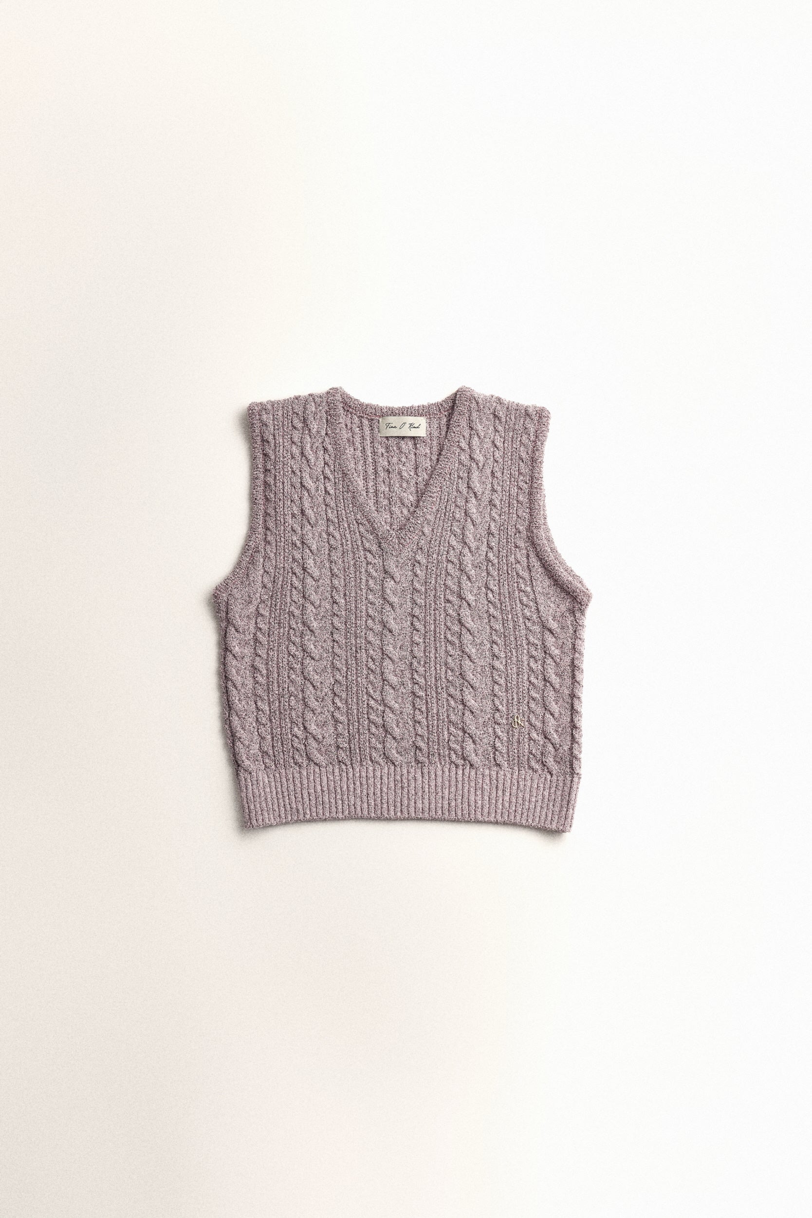 GILET SANS MANCHES EN MAILLE TORSADÉE_ROSE