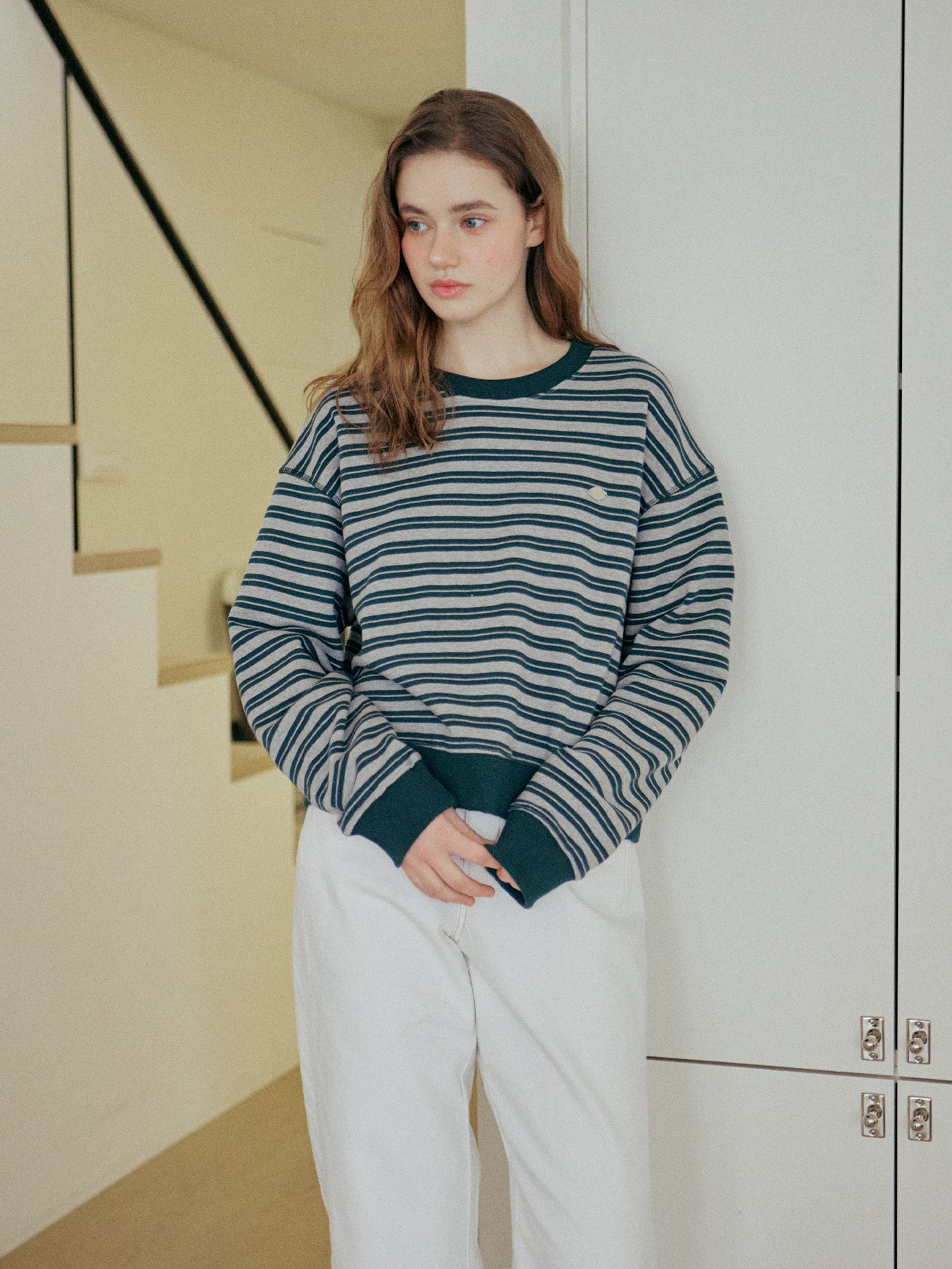 STRIPE LOGO SWEATSHIRT_GRAY