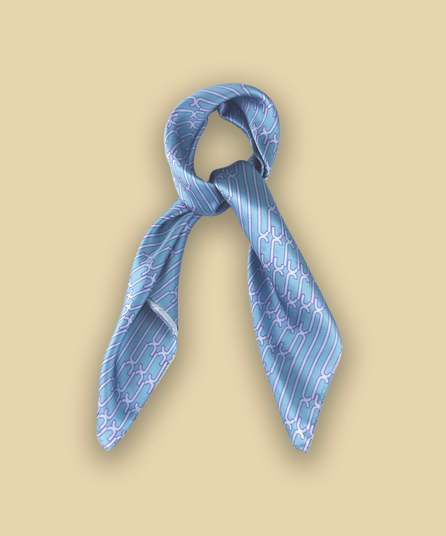 FLOWING GRID SILK SCARF_BLUE