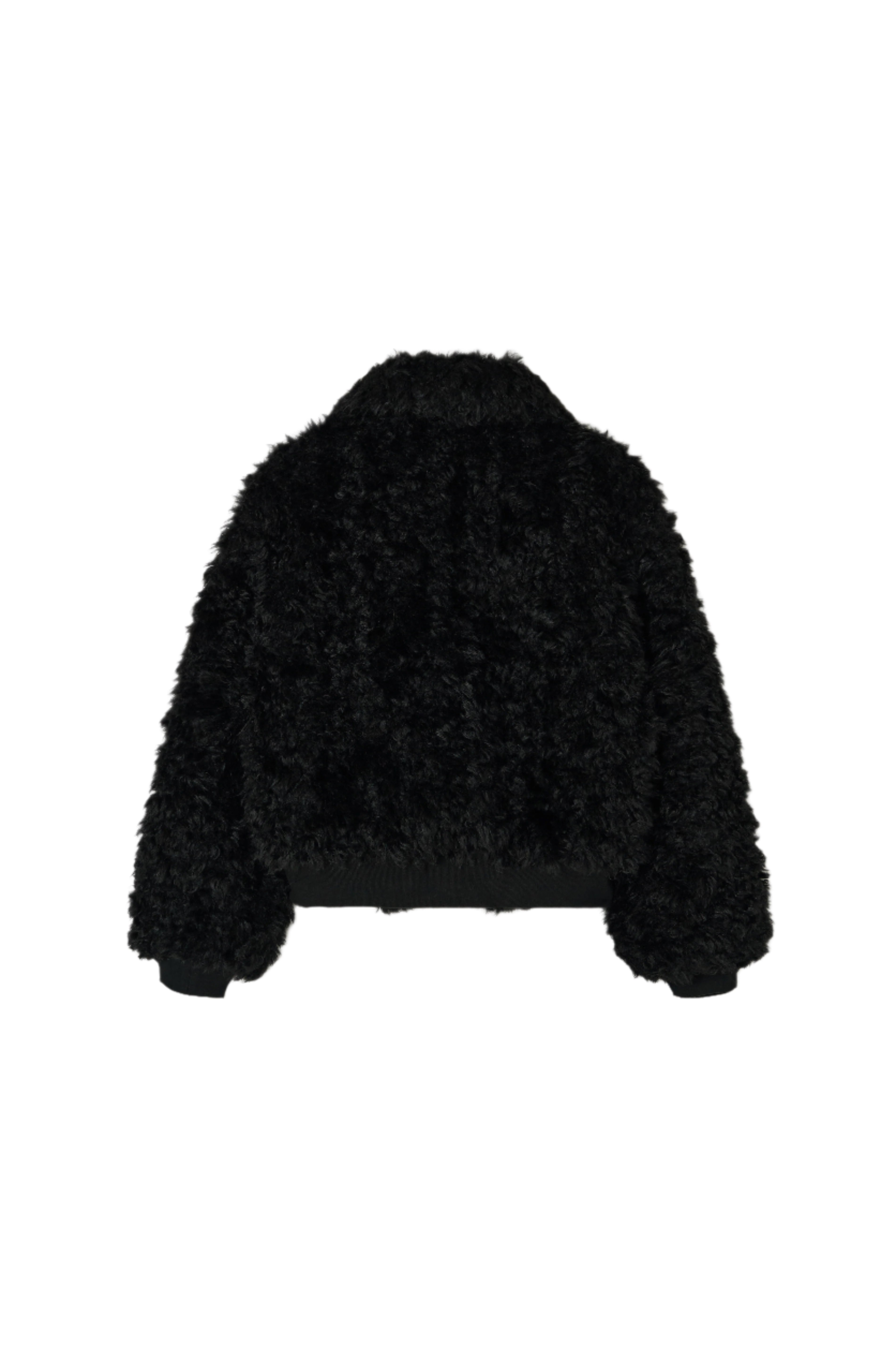 CROPPED ZIP-UP FUR JACKET_BLACK