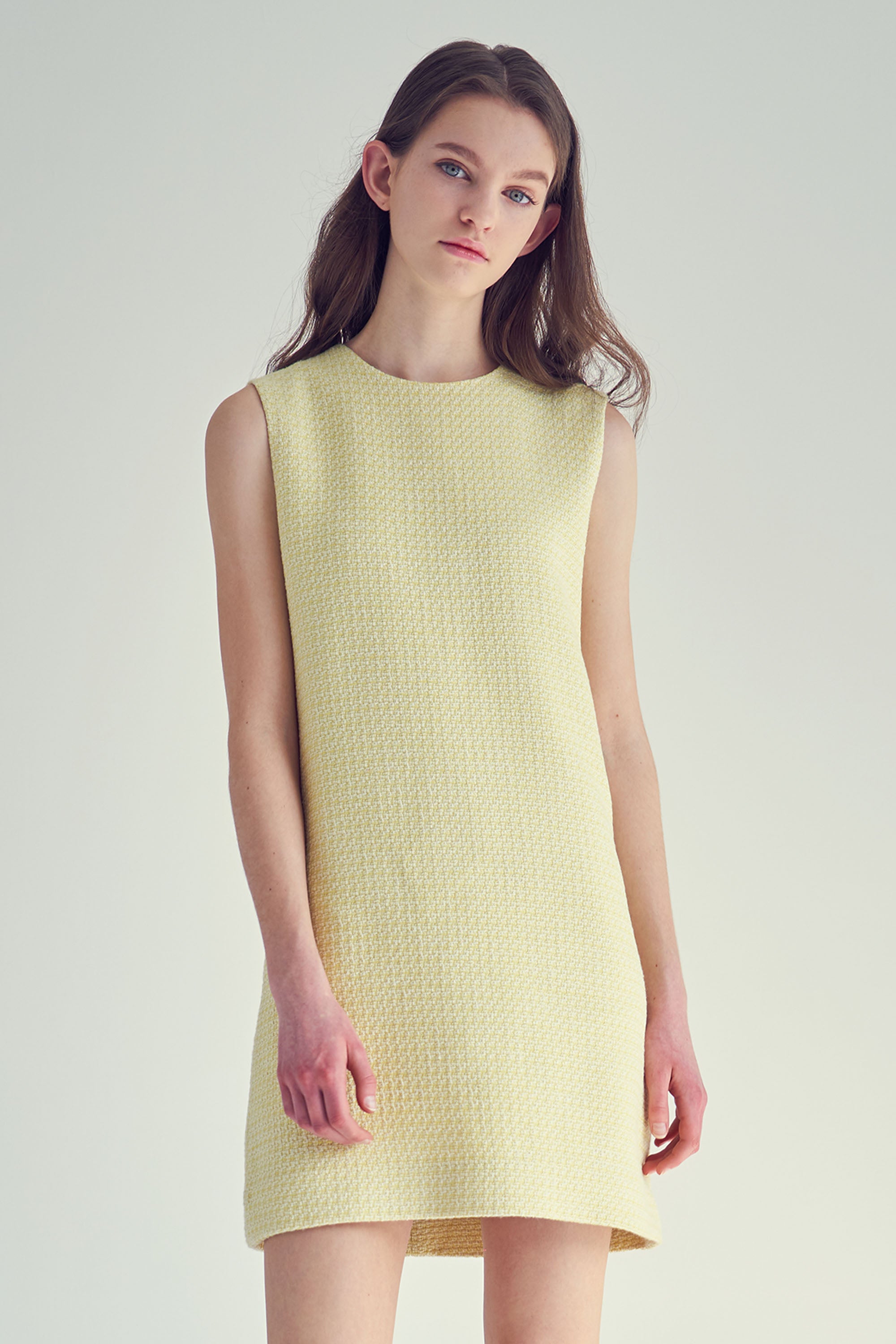 ROBE COURTE EN TWEED_JAUNE